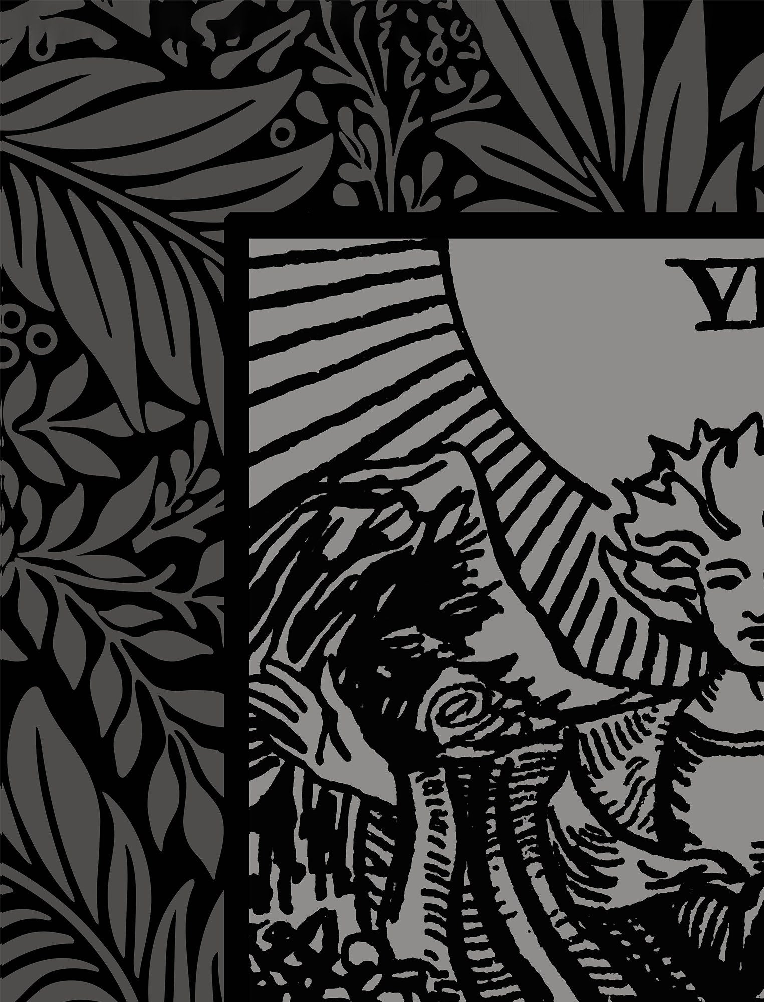 The Lovers Tarot Card - Gray and Black Print - The Lovers Card Gray Poster, No Frame