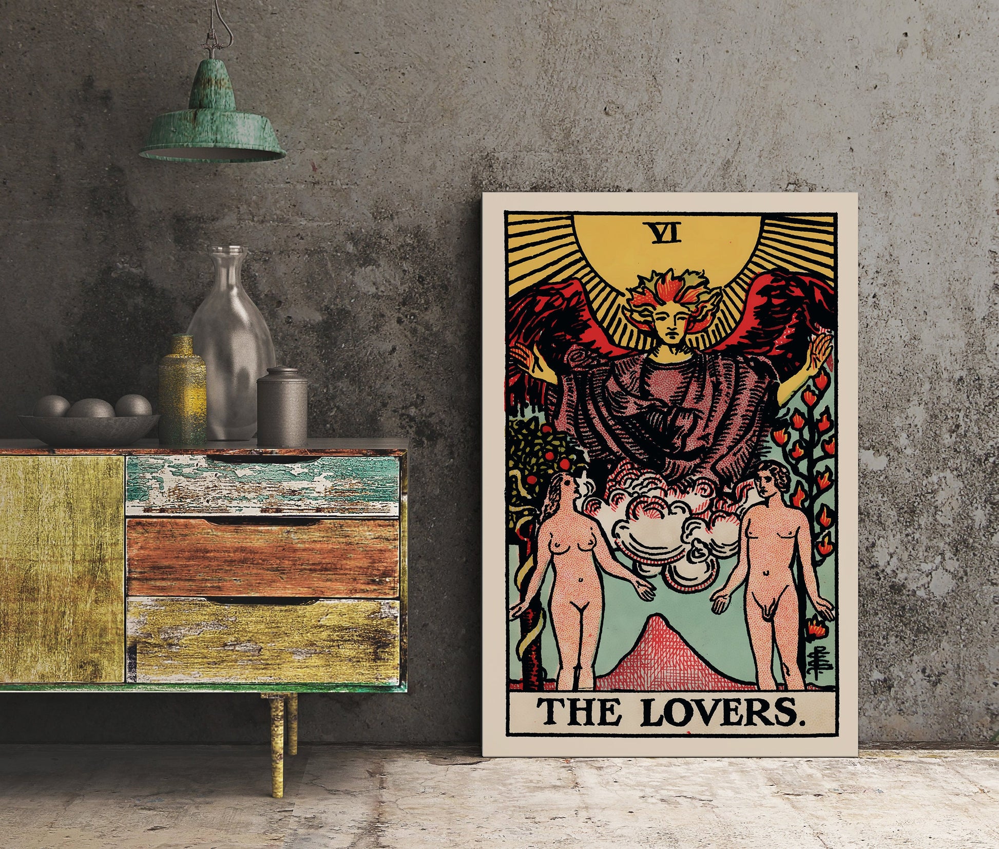 The Lovers - Tarot Card Print - The Lovers Card Poster, No Frame