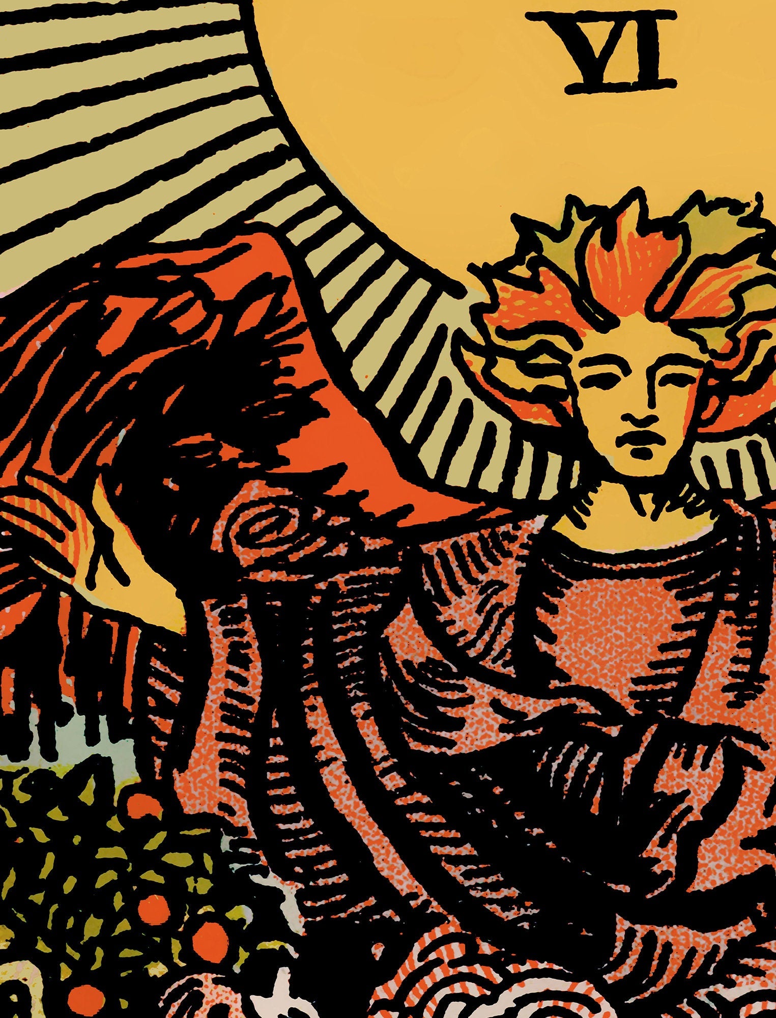 The Lovers - Tarot Card Print - The Blue Sky Lovers Card Poster, No Frame