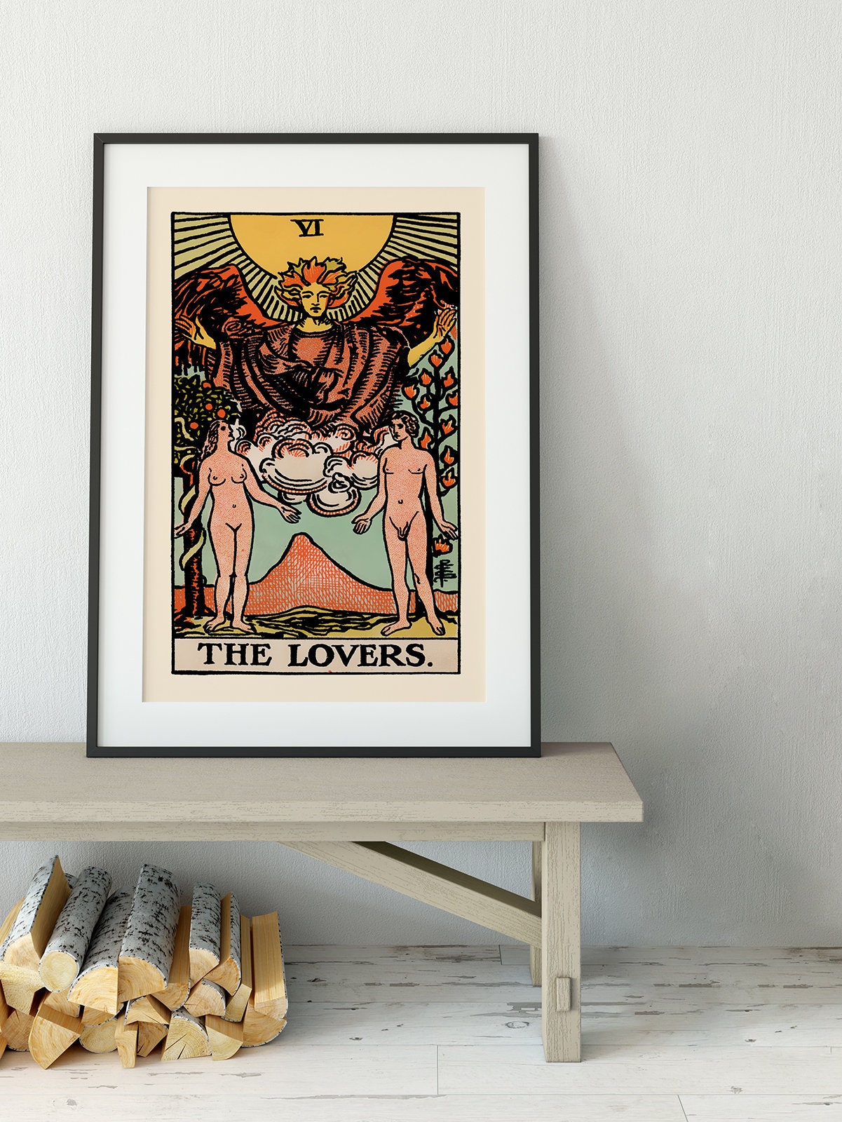 The Lovers - Tarot Card Print - The Blue Sky Lovers Card Poster, No Frame