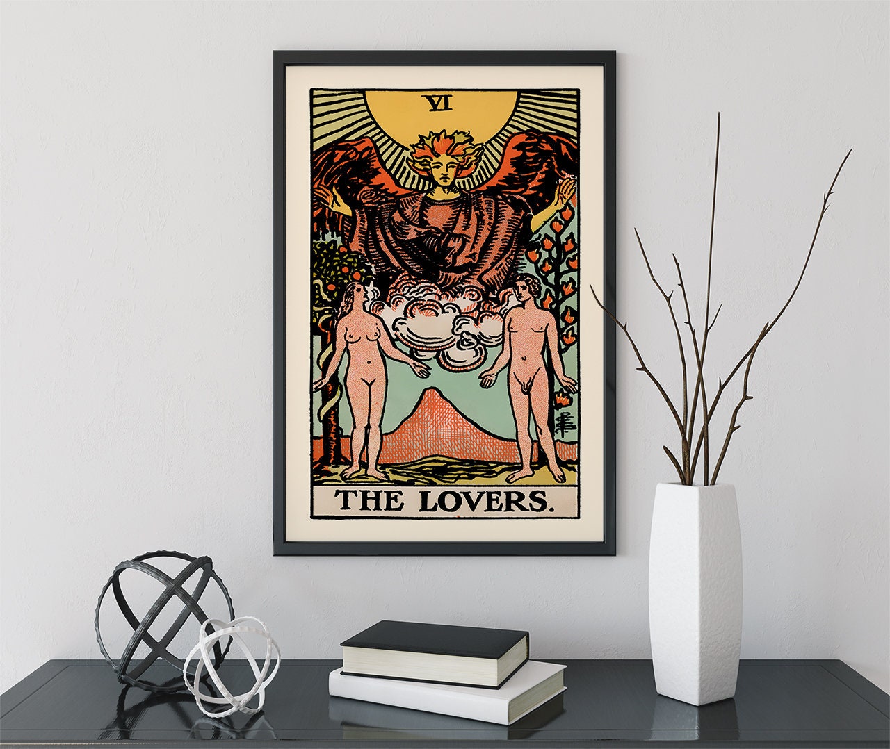 The Lovers - Tarot Card Print - The Blue Sky Lovers Card Poster, No Frame