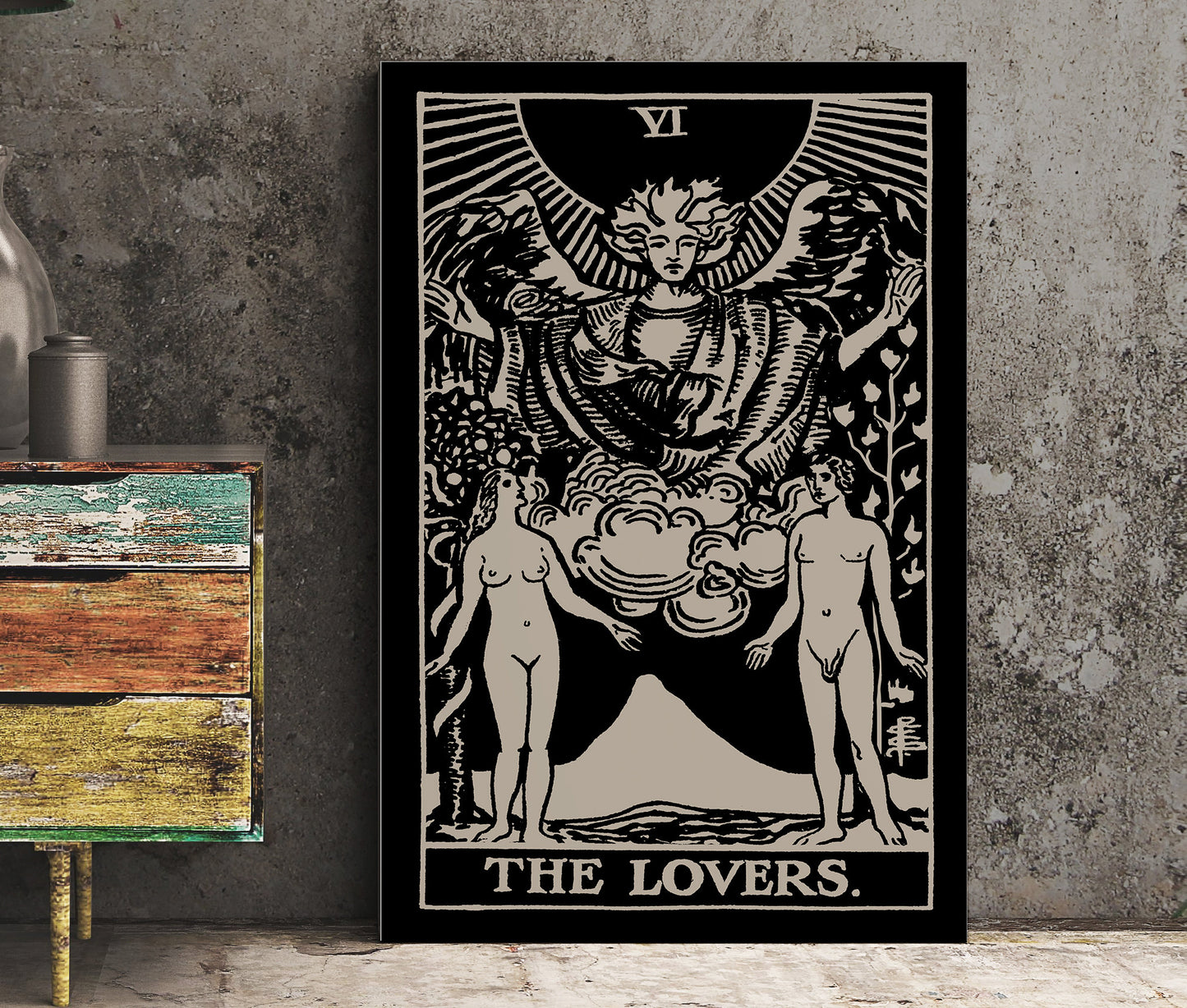 The Lovers - Tarot Card Print - The Lovers Card Poster, No Frame