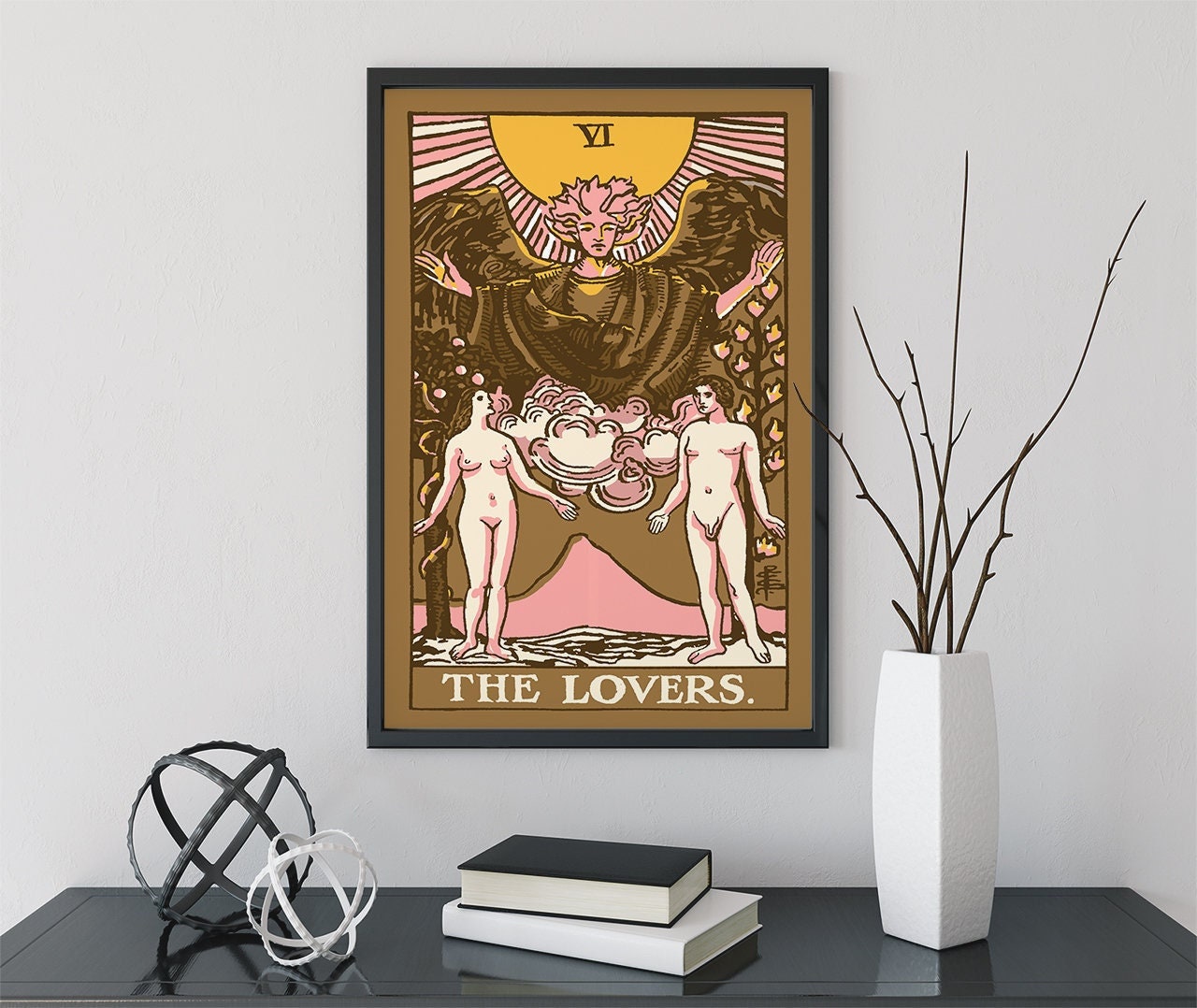 The Lovers - Tarot Card Print - The Lovers Card Neapolitan Pastel Goth Poster, No Frame