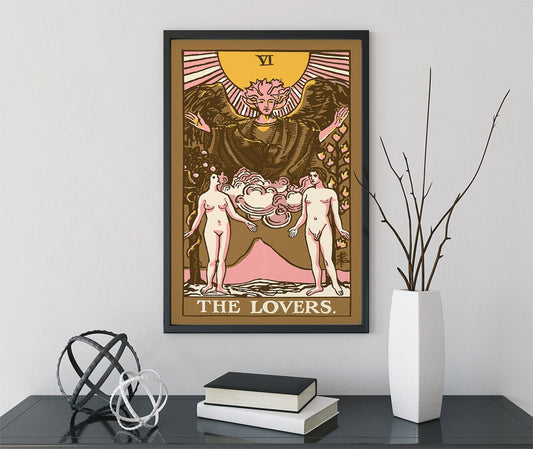 The Lovers - Tarot Card Print - The Lovers Card Neapolitan Pastel Goth Poster, No Frame