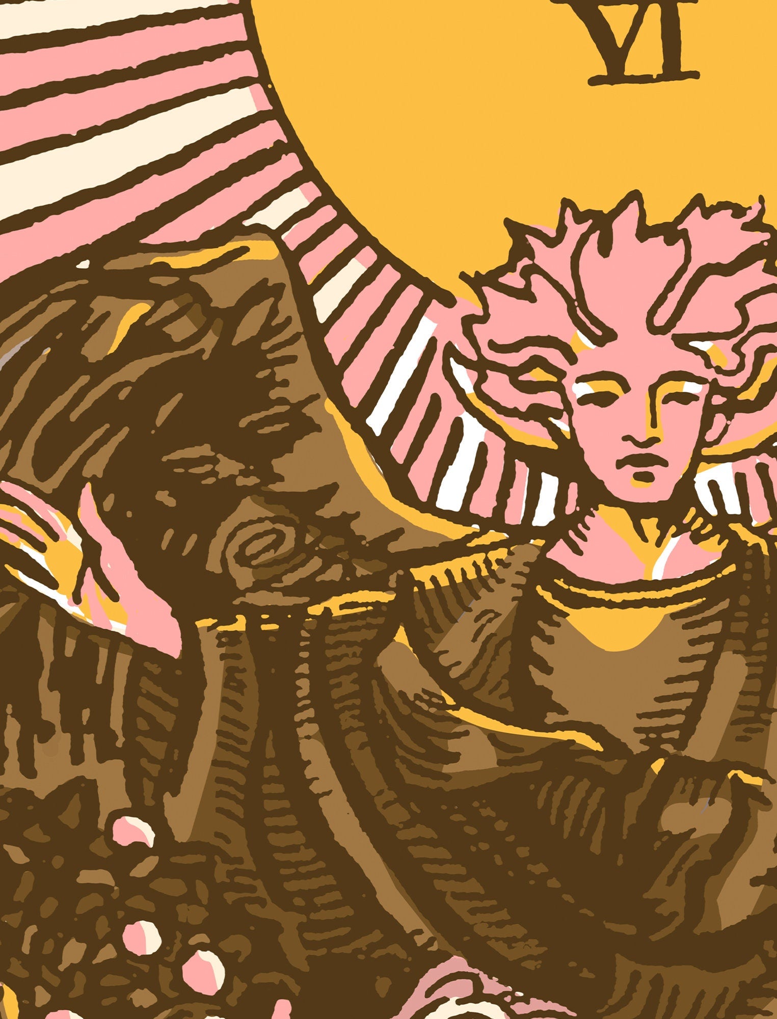 The Lovers - Tarot Card Print - The Lovers Card Neapolitan Pastel Goth Poster, No Frame