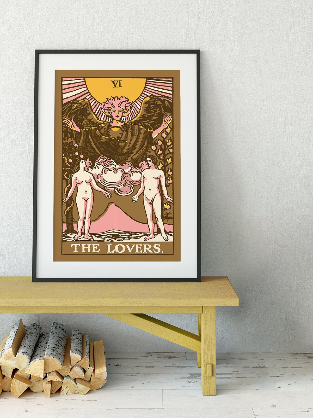 The Lovers - Tarot Card Print - The Lovers Card Neapolitan Pastel Goth Poster, No Frame