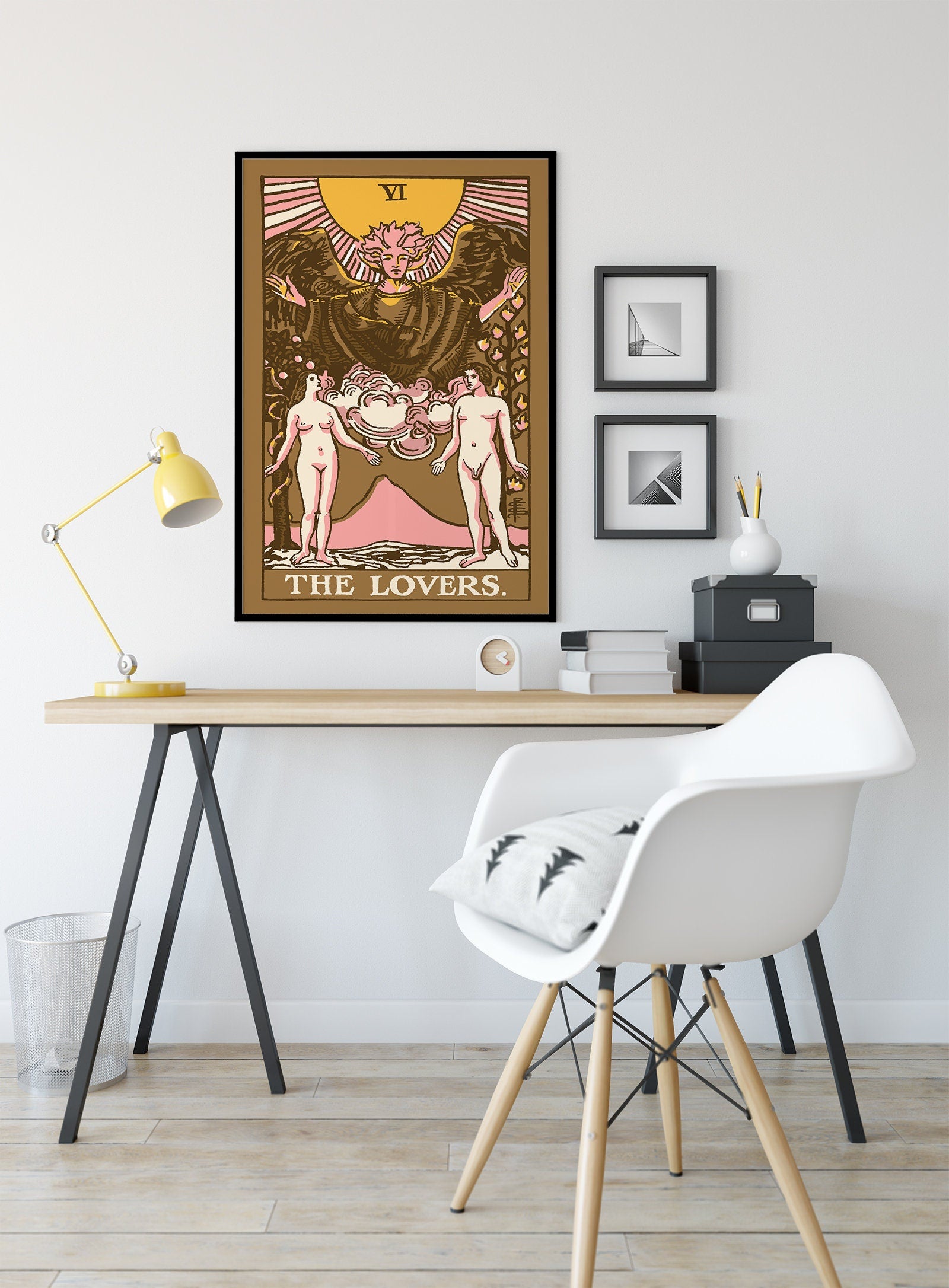 The Lovers - Tarot Card Print - The Lovers Card Neapolitan Pastel Goth Poster, No Frame