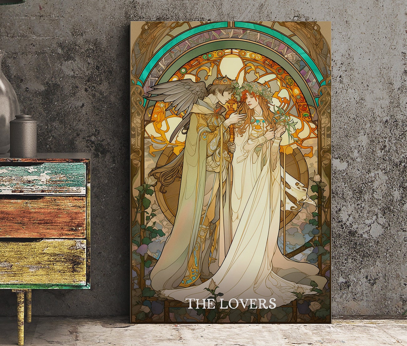 The Lovers - Tarot Card Print - The Lovers Card Poster, No Frame
