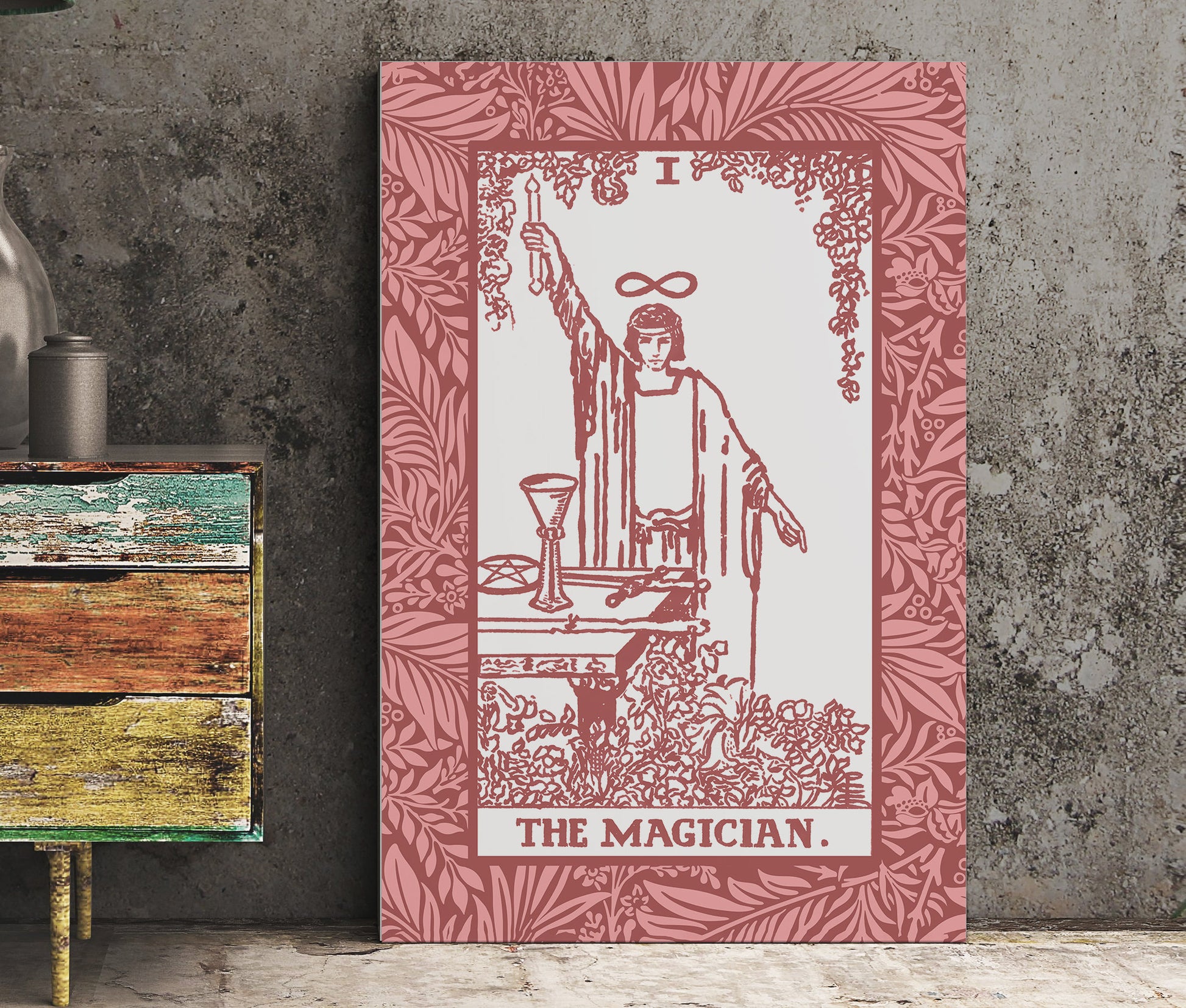 The Magician - Pink Tarot Card Print - The Magician Card Pink Poster, No Frame