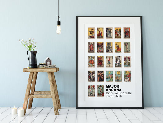 The Major Arcana - Rider Waite Smith Tarot Card Print - The Major Arcana Poster, No Frame