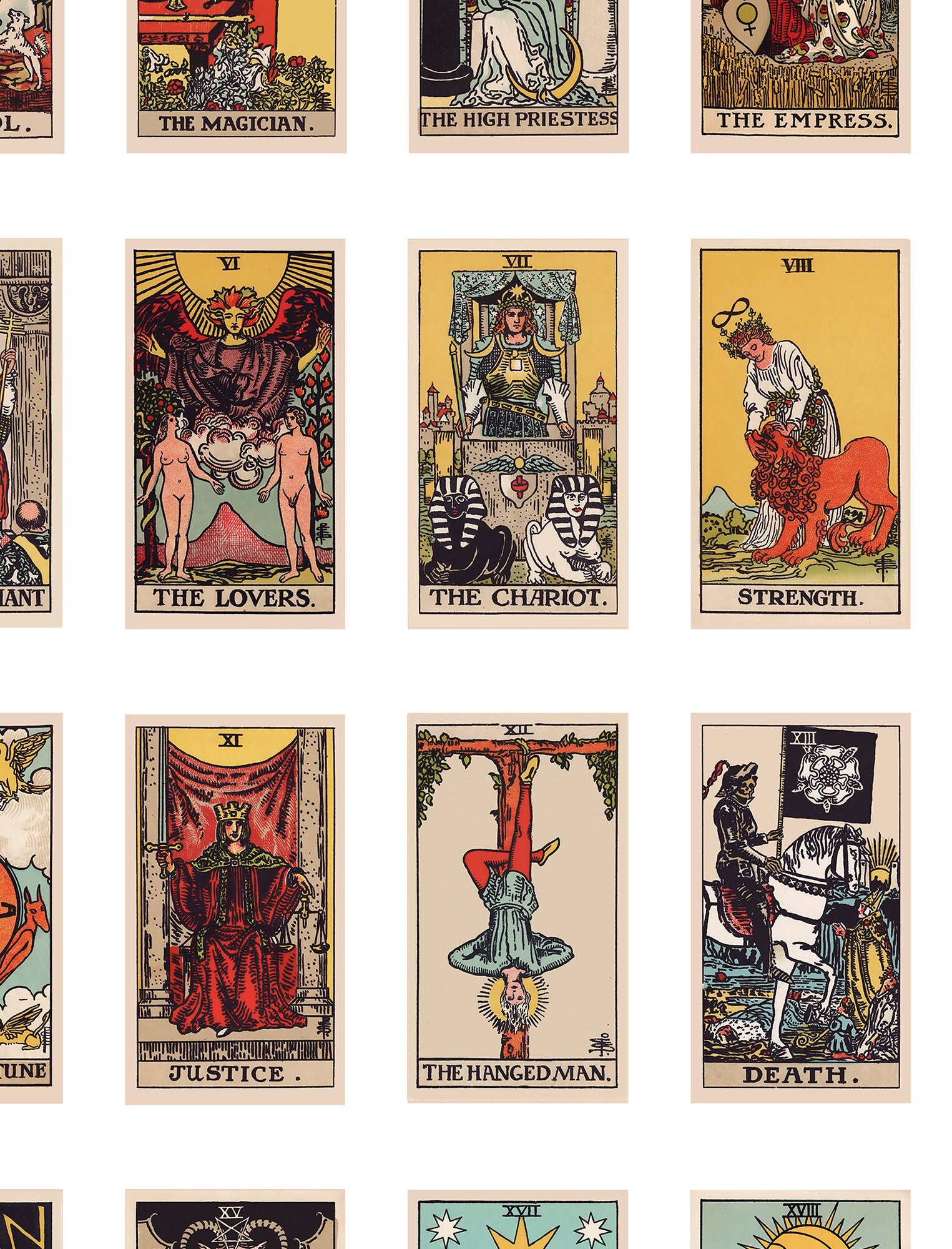 The Major Arcana - Rider Waite Smith Tarot Card Print - The Major Arcana Poster, No Frame