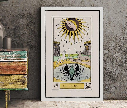 The Moon- Tarot Card Print - The Moon Card Tarot Poster an Oswald Wirth Print, No Frame