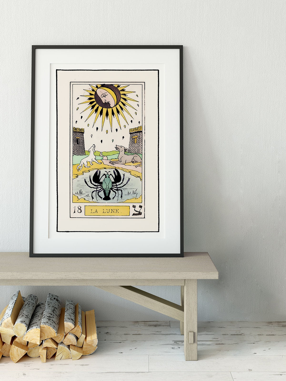 The Moon- Tarot Card Print - The Moon Card Tarot Poster an Oswald Wirth Print, No Frame
