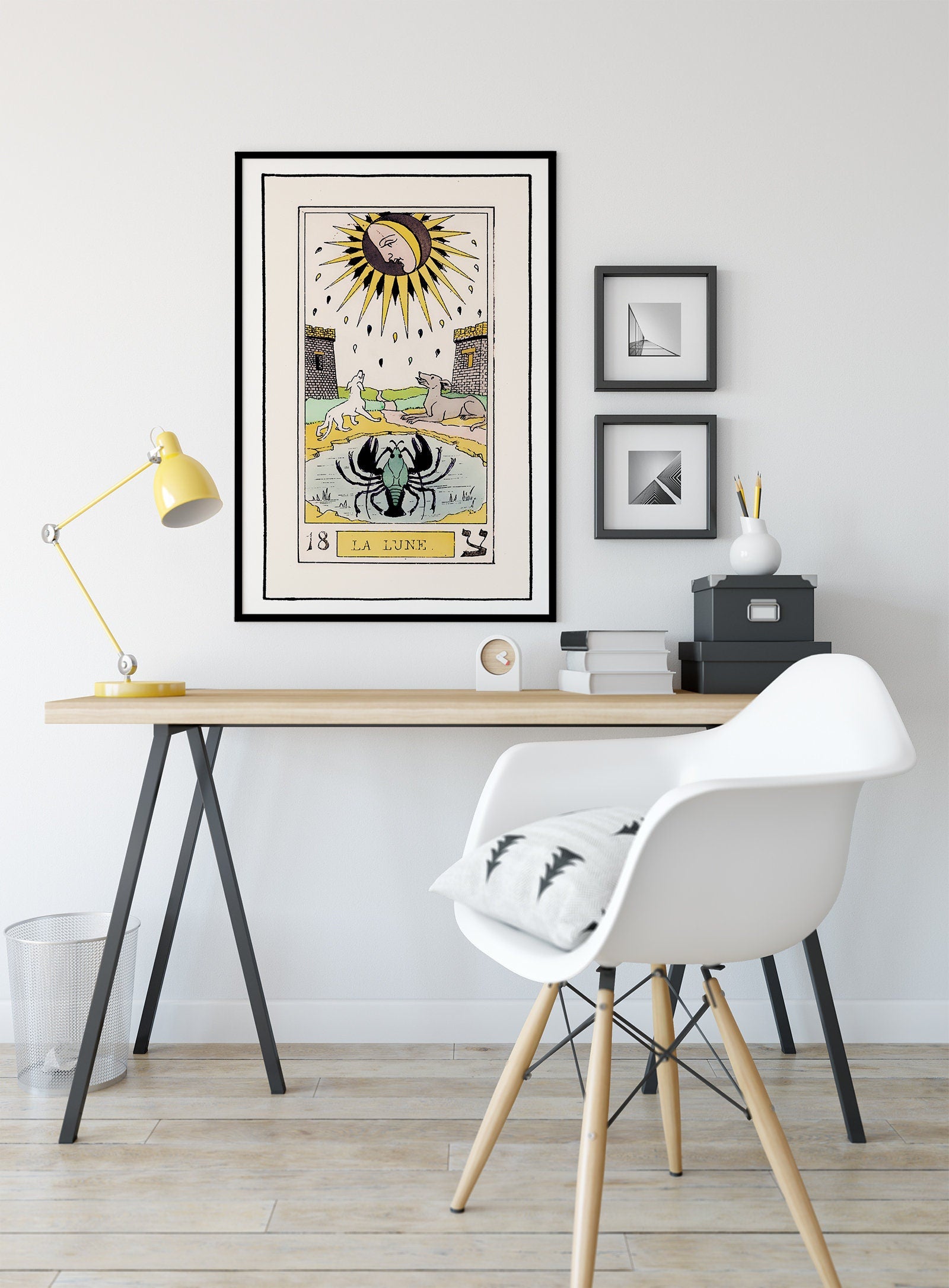 The Moon- Tarot Card Print - The Moon Card Tarot Poster an Oswald Wirth Print, No Frame