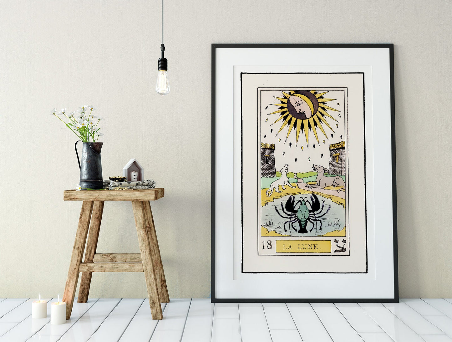 The Moon- Tarot Card Print - The Moon Card Tarot Poster an Oswald Wirth Print, No Frame