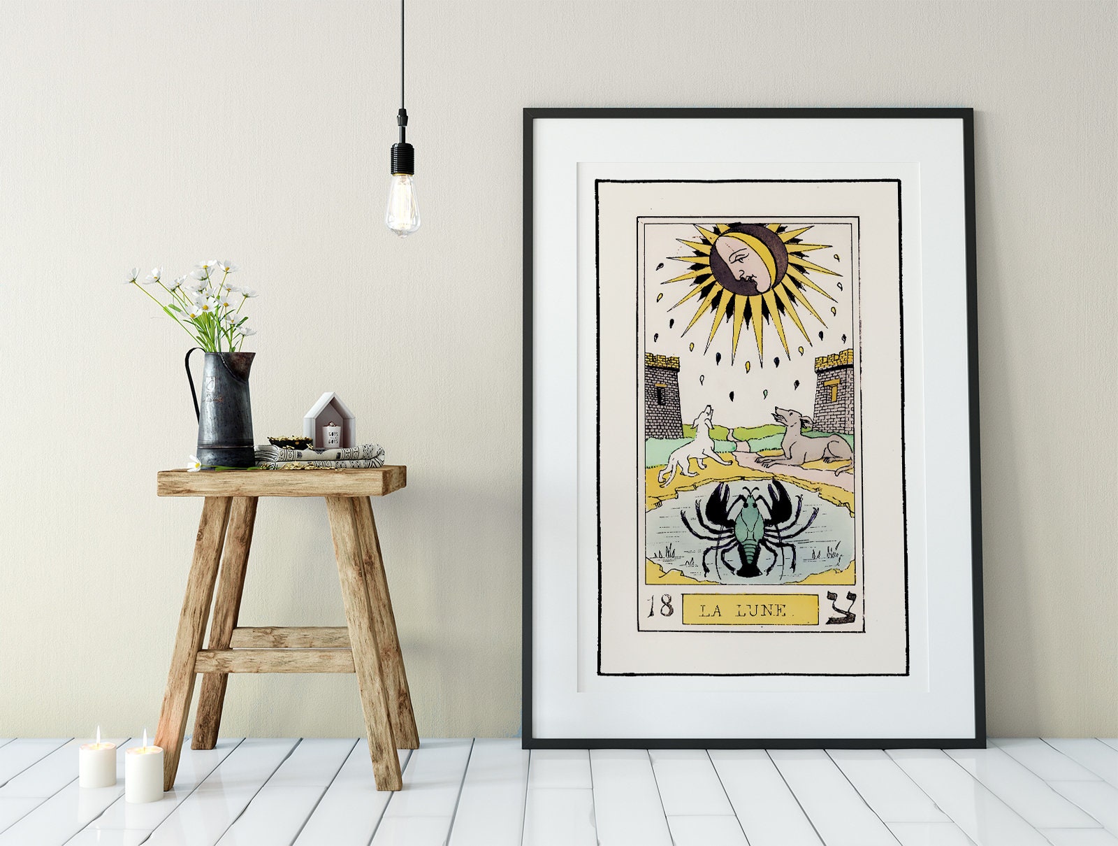 The Moon- Tarot Card Print - The Moon Card Tarot Poster an Oswald Wirth Print, No Frame
