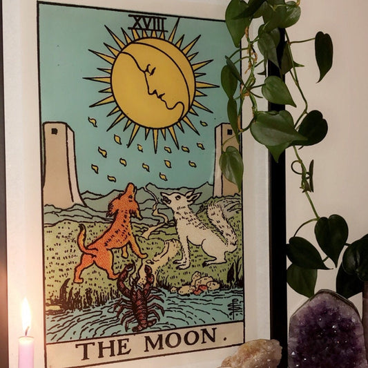 The Moon Tarot Card Print No Frame Poster The Moon Artwork For Mystic Decor And Dreamy Night Ambiance by My Store