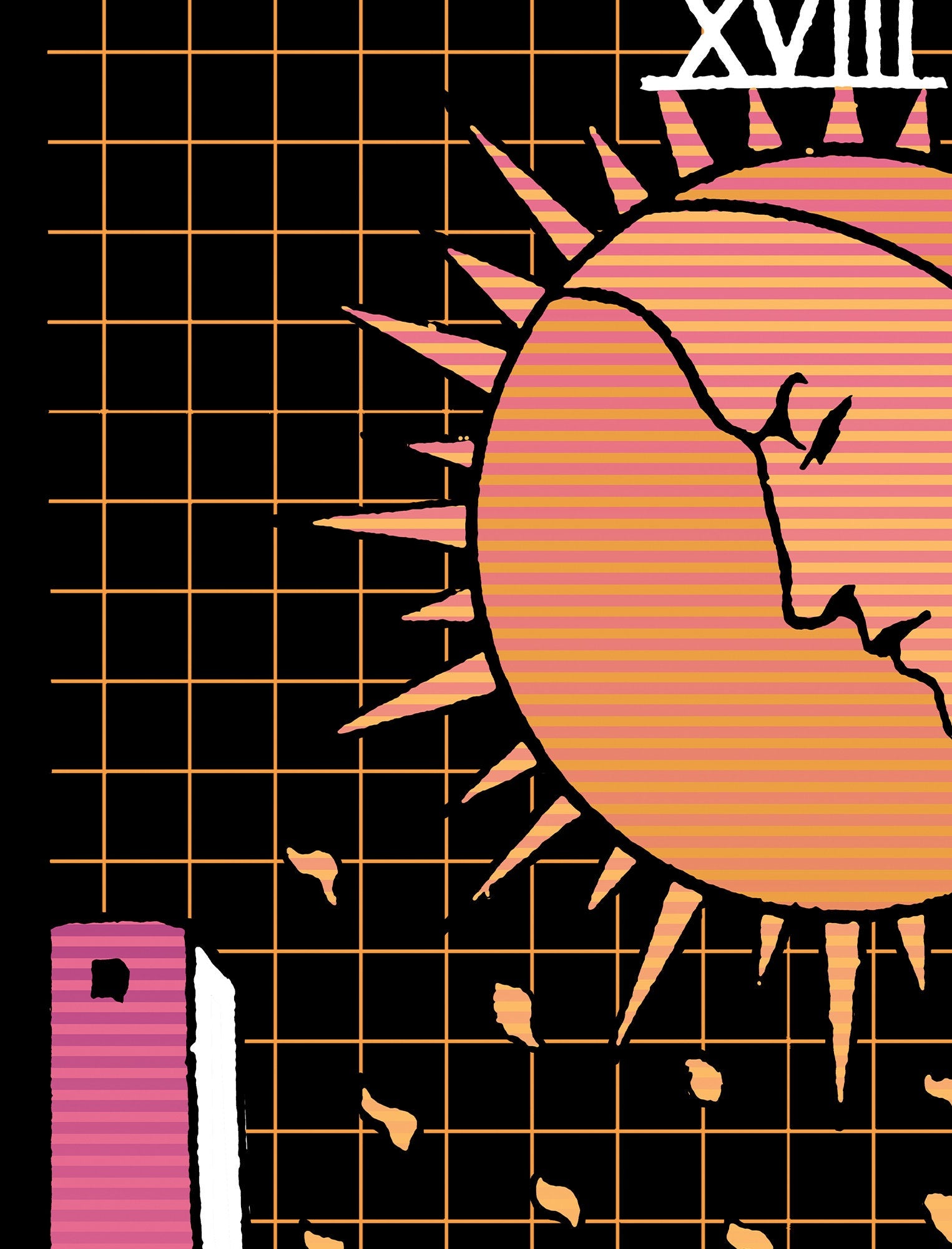 The Moon Vaporwave - Tarot Card Print - The Moon Poster, No Frame