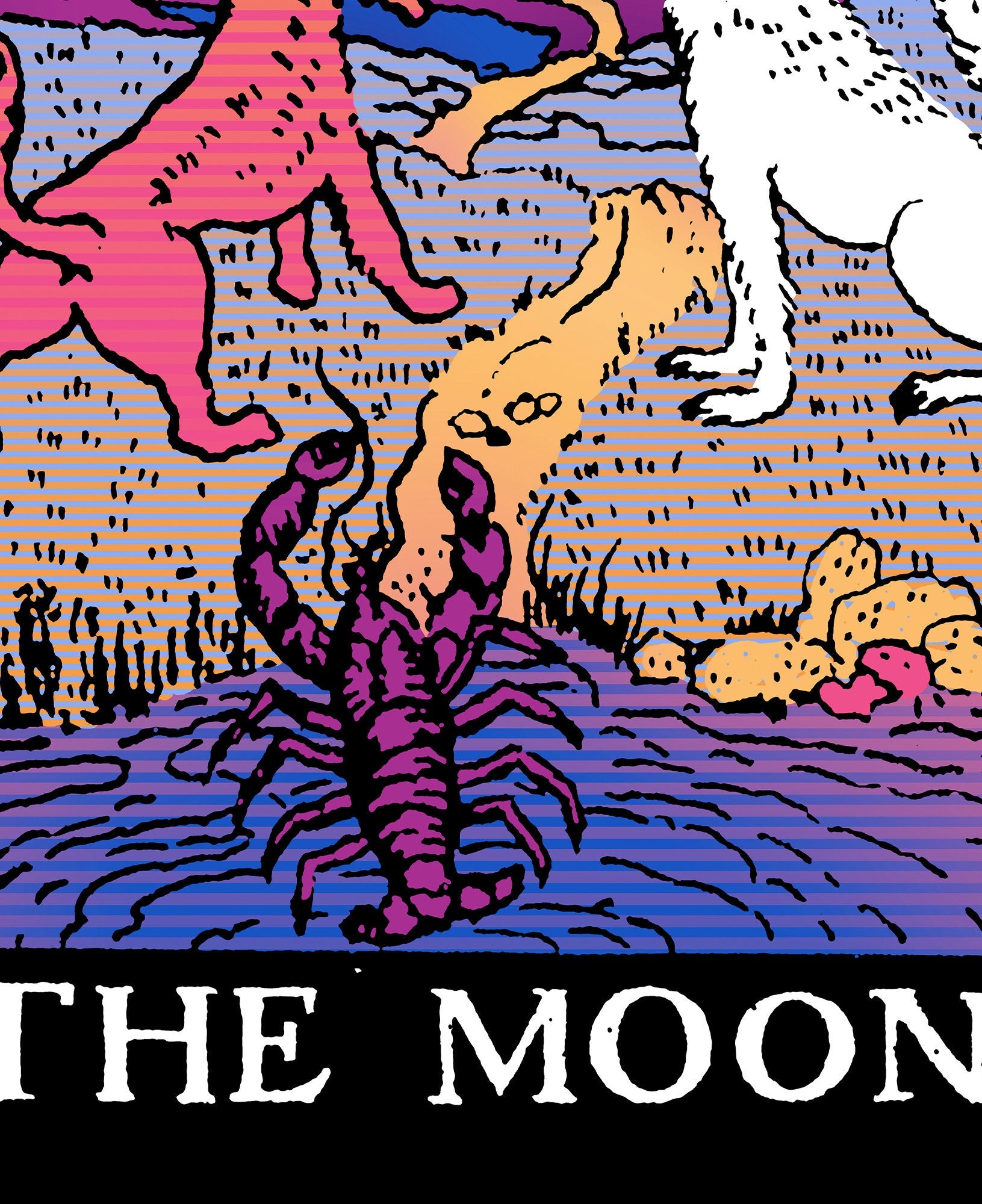 The Moon Vaporwave - Tarot Card Print - The Moon Poster, No Frame