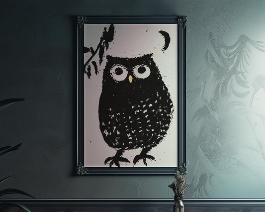 The Owl And The Crescent Moon Poster No Frame 5x7 by My Store