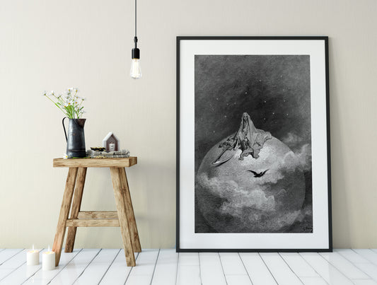 The Raven by Gustave Dore - Black and White Poster, No Frame