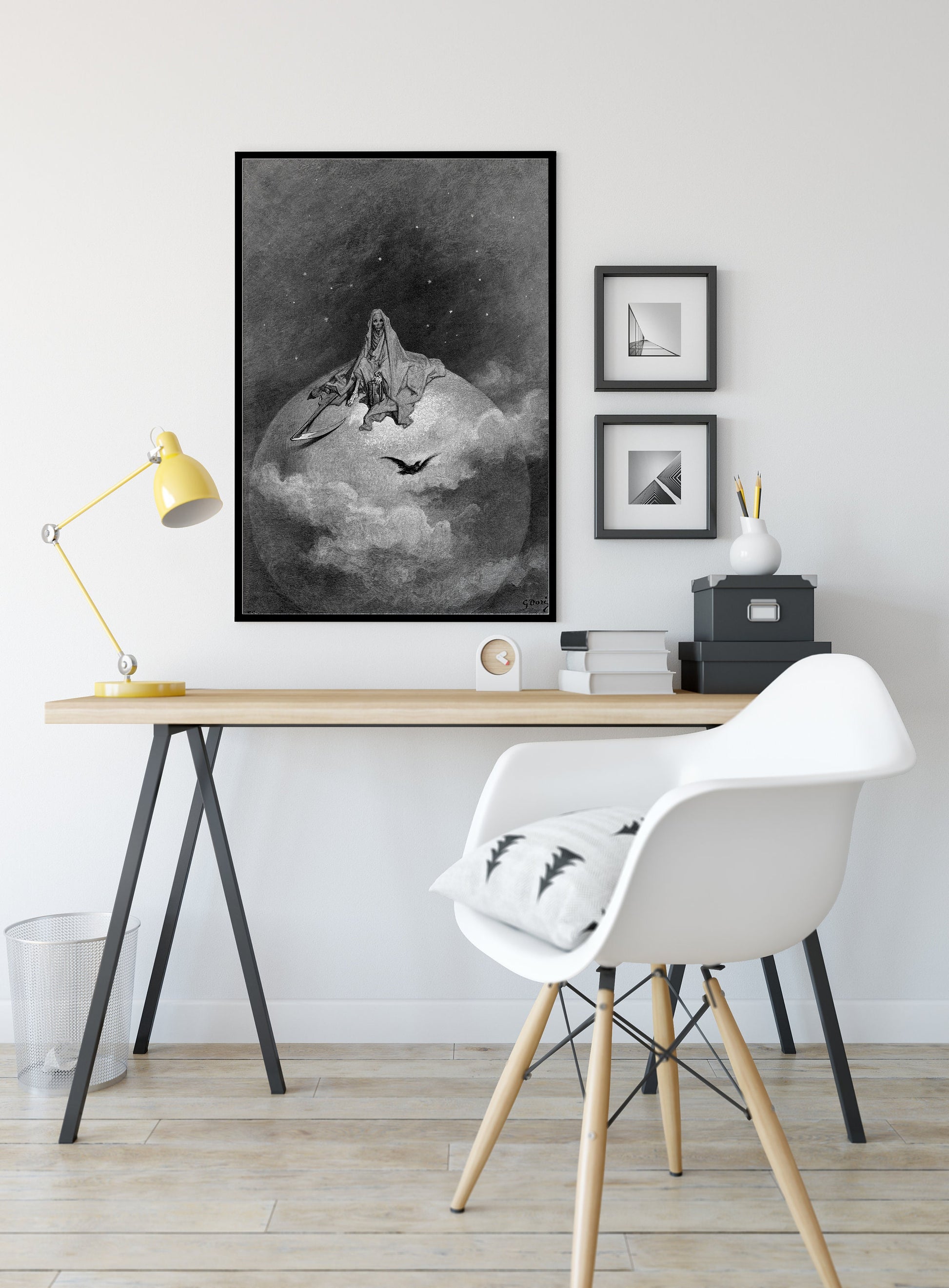 The Raven by Gustave Dore - Black and White Poster, No Frame