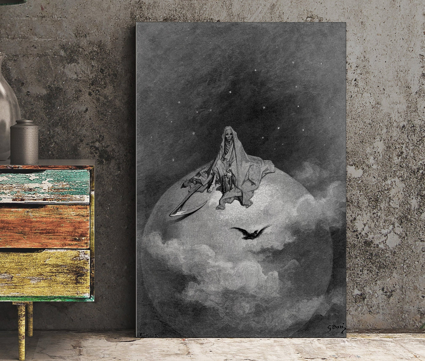 The Raven by Gustave Dore - Black and White Poster, No Frame