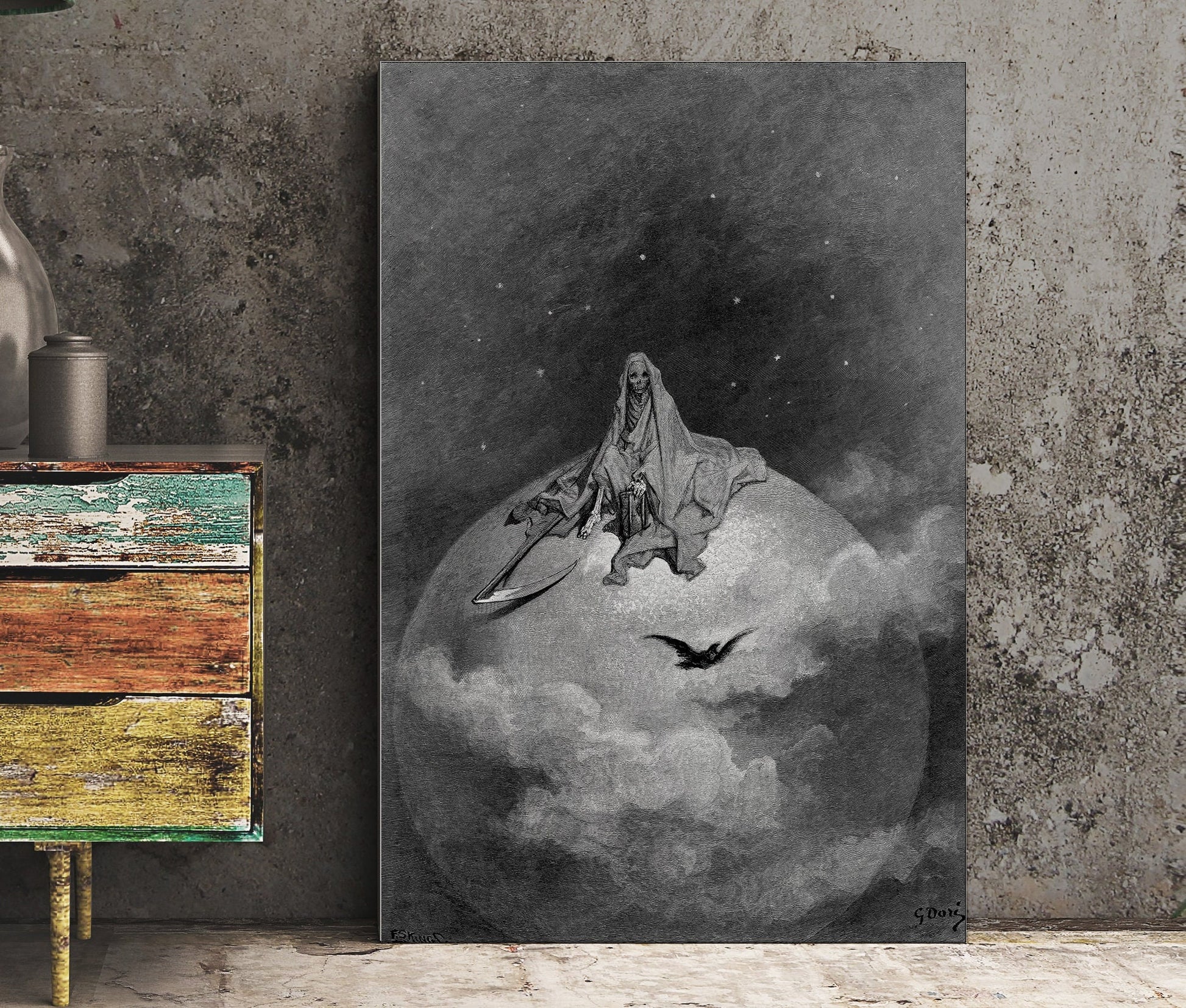 The Raven by Gustave Dore - Black and White Poster, No Frame