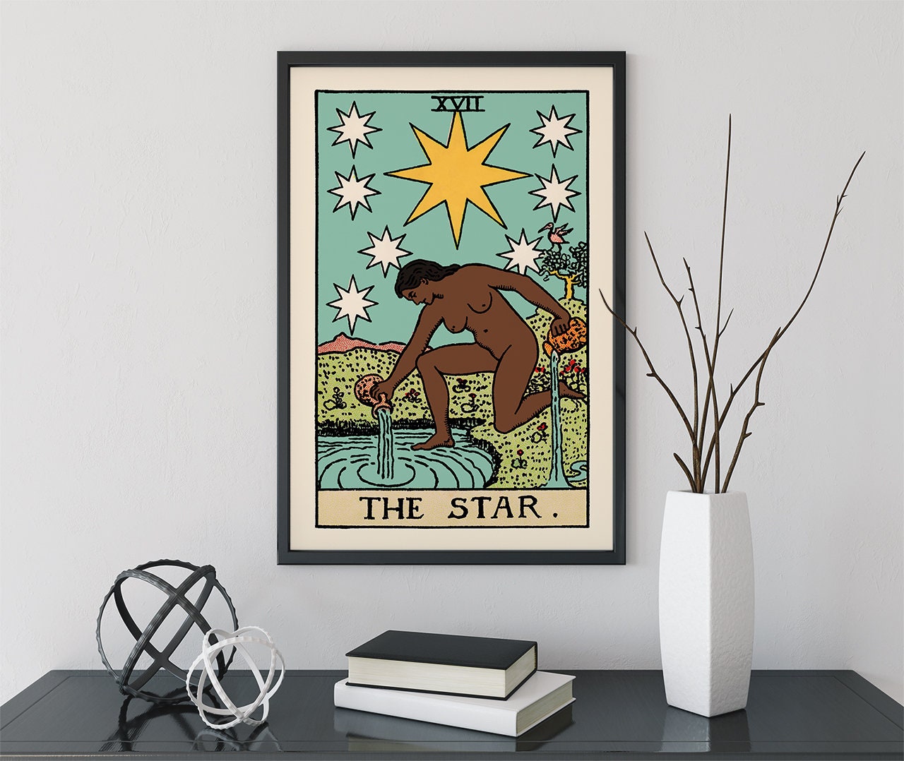 The Star - Tarot Card Print - The Star Black Woman Poster, No Frame