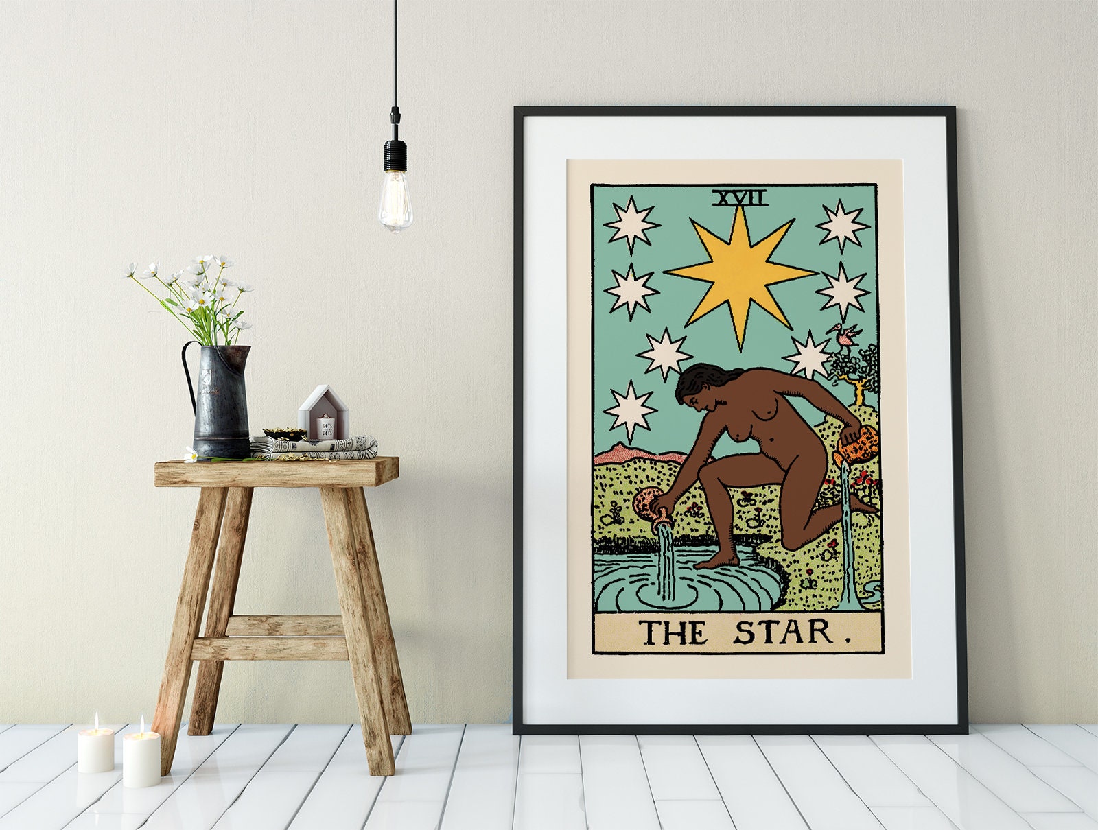 The Star - Tarot Card Print - The Star Black Woman Poster, No Frame