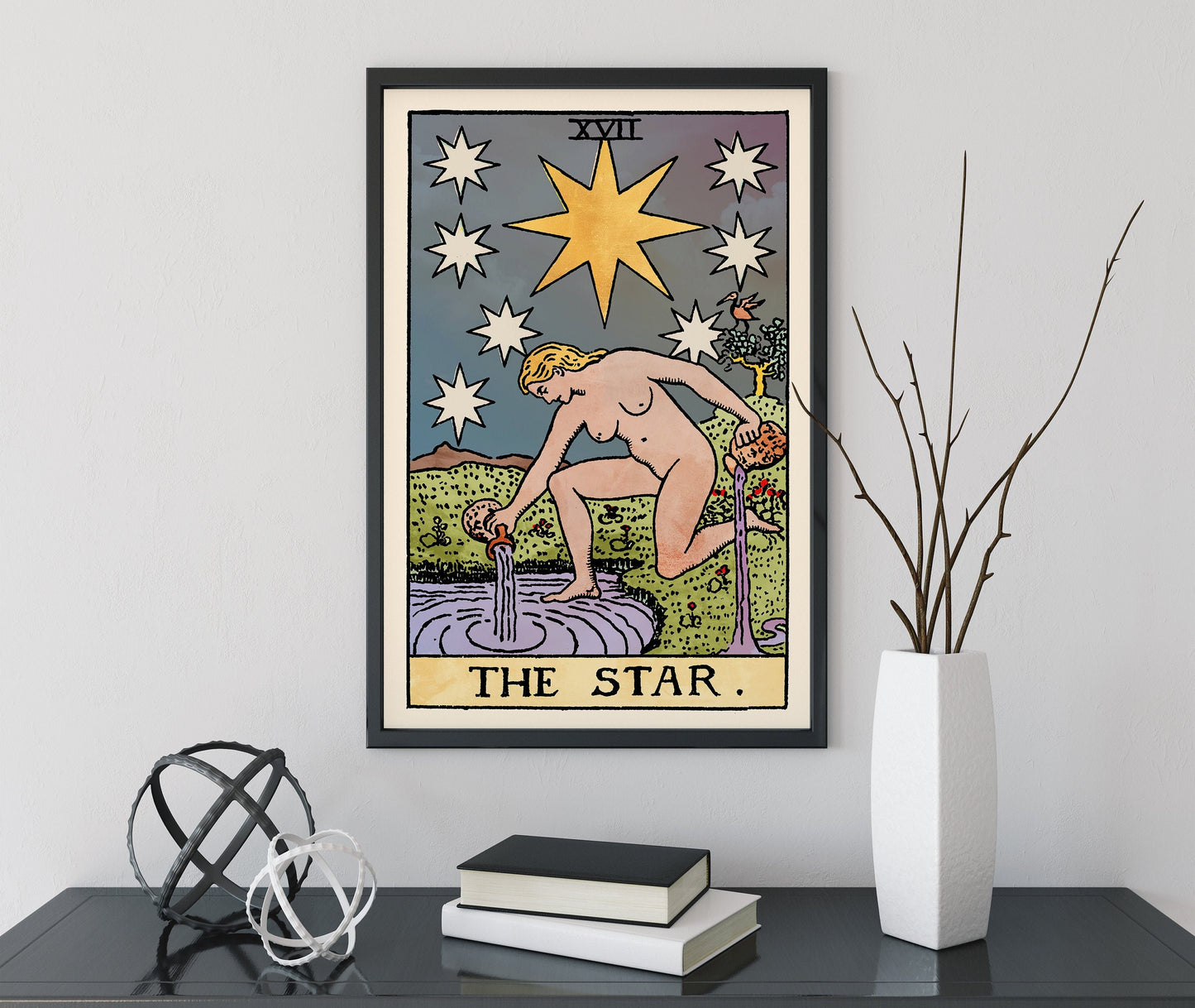 The Star - Tarot Card Print - The Star Watercolor Poster, No Frame