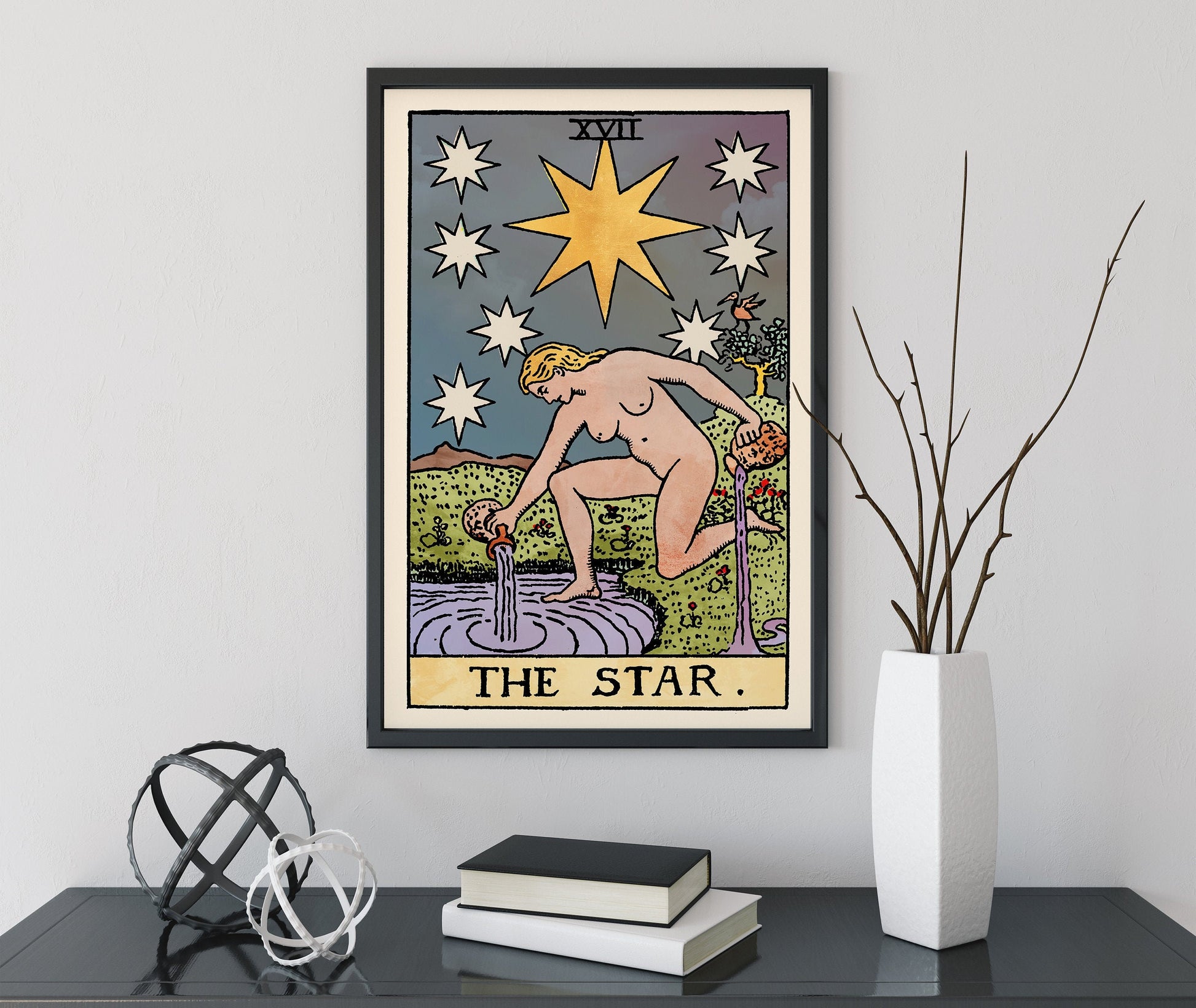 The Star - Tarot Card Print - The Star Watercolor Poster, No Frame