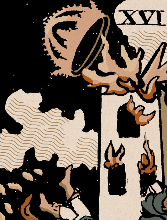 The Tower Tarot Card Print Neutral Vibe Color Block Poster Elegant Home Decor Accent by My Store