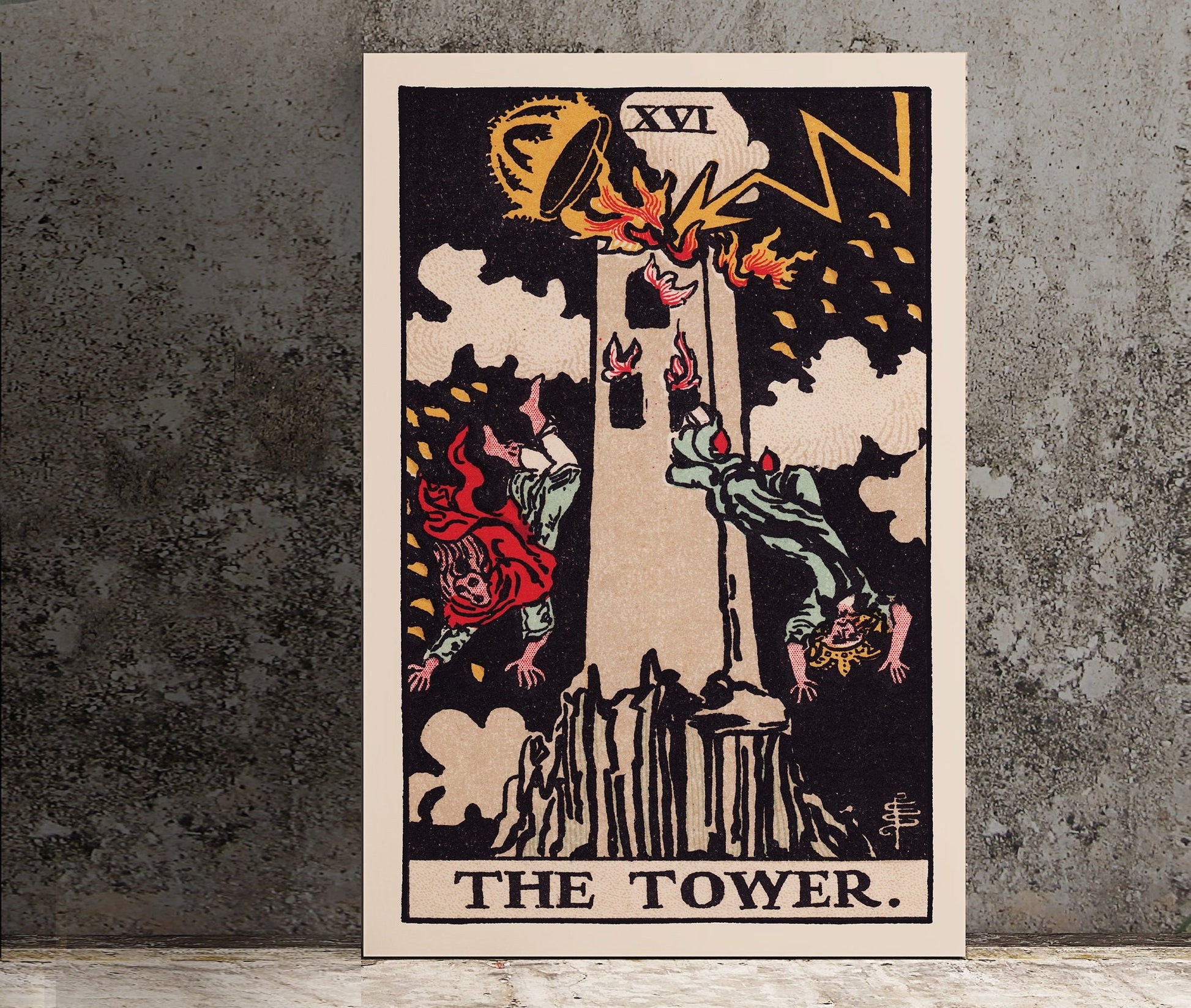 The Tower- Tarot Card Print - The Tower Card Poster, No Frame