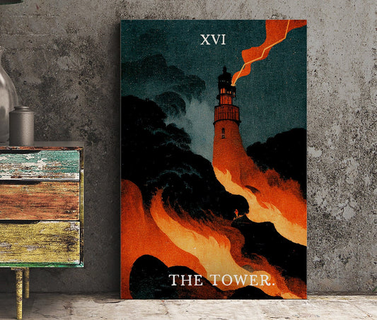 The Tower- Tarot Card Print - The Tower Card Poster, No Frame
