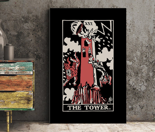 The Tower- Tarot Card Three Color Print - The Tower Card 3 Color Poster, No Frame