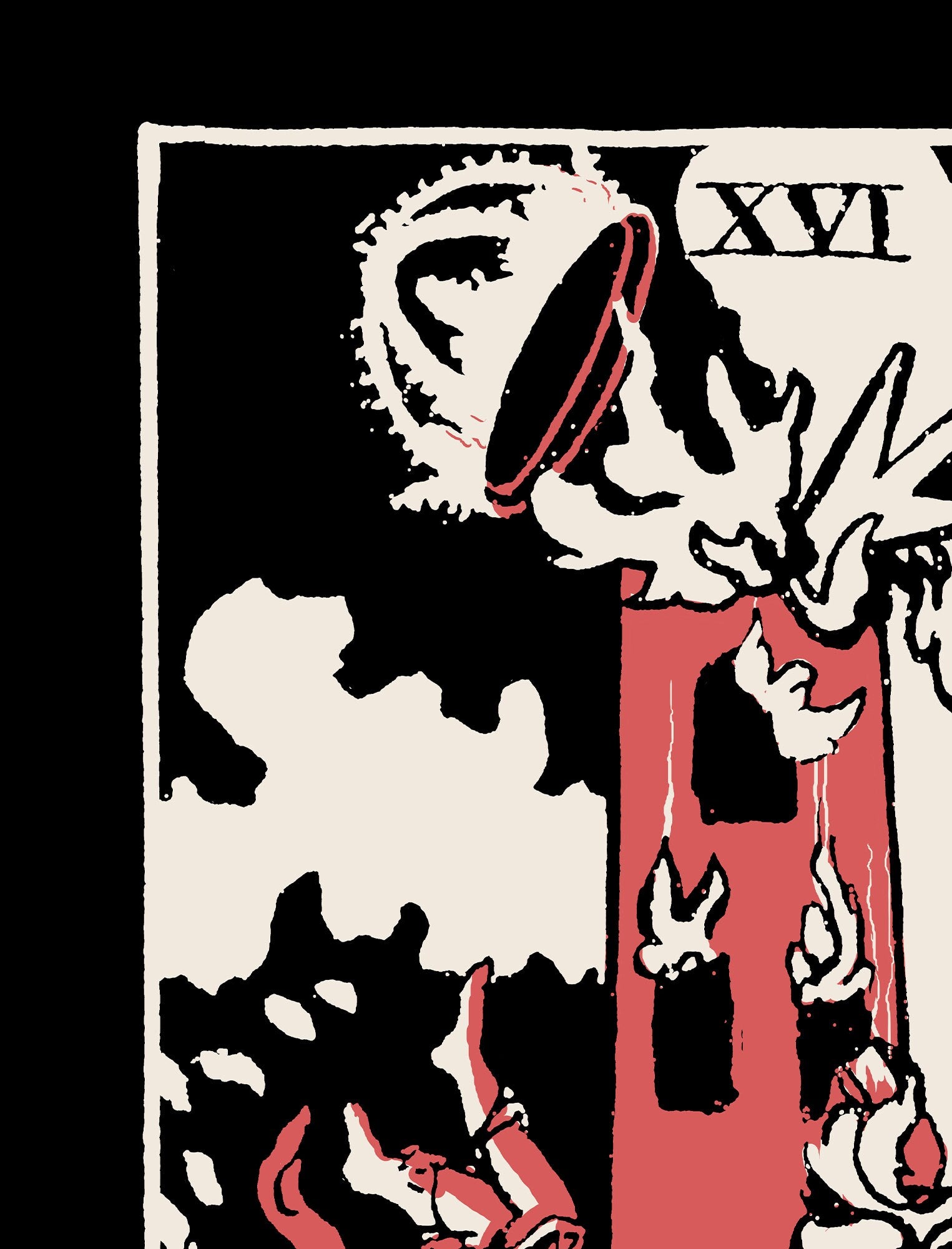 The Tower- Tarot Card Three Color Print - The Tower Card 3 Color Poster, No Frame