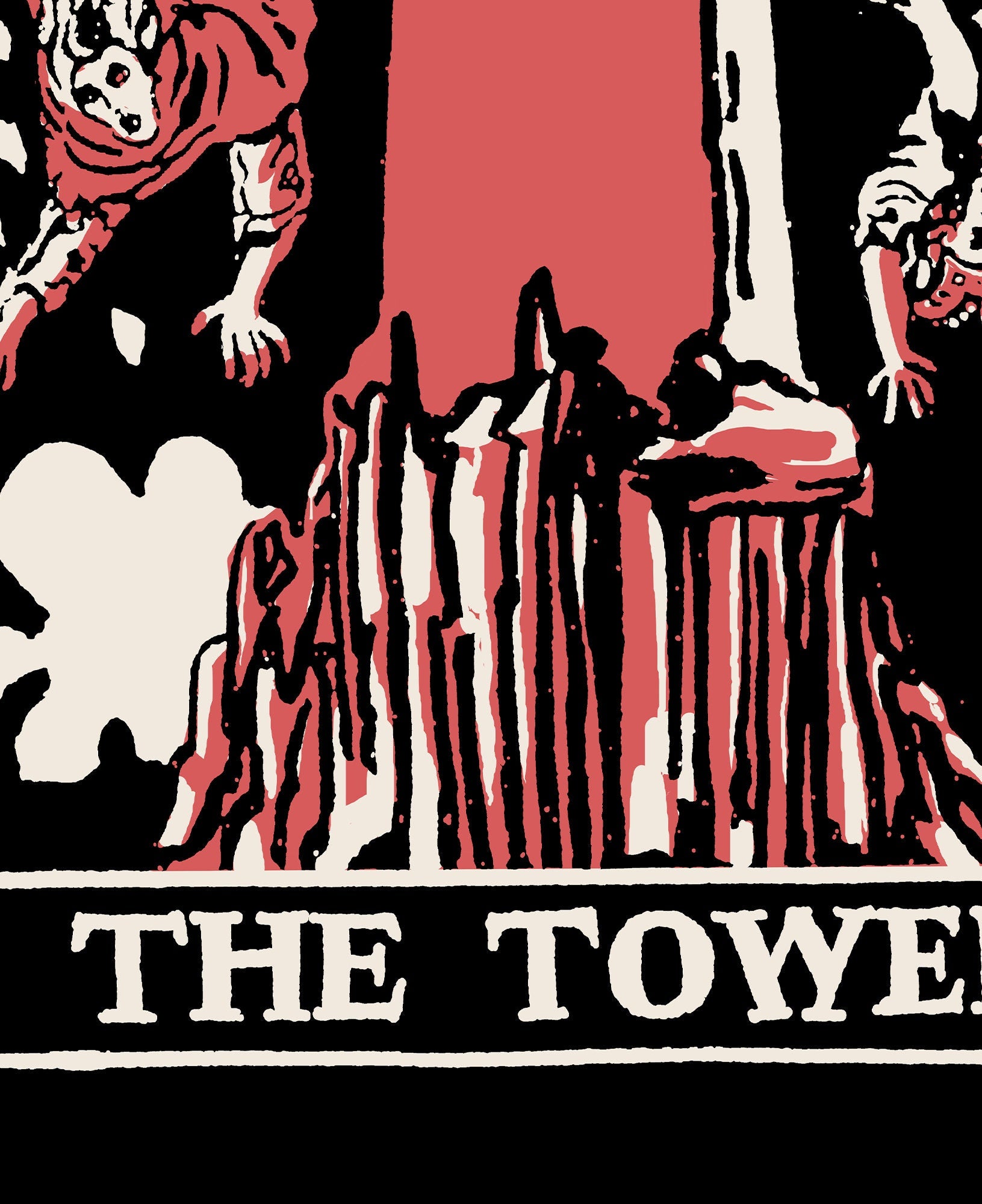 The Tower- Tarot Card Three Color Print - The Tower Card 3 Color Poster, No Frame