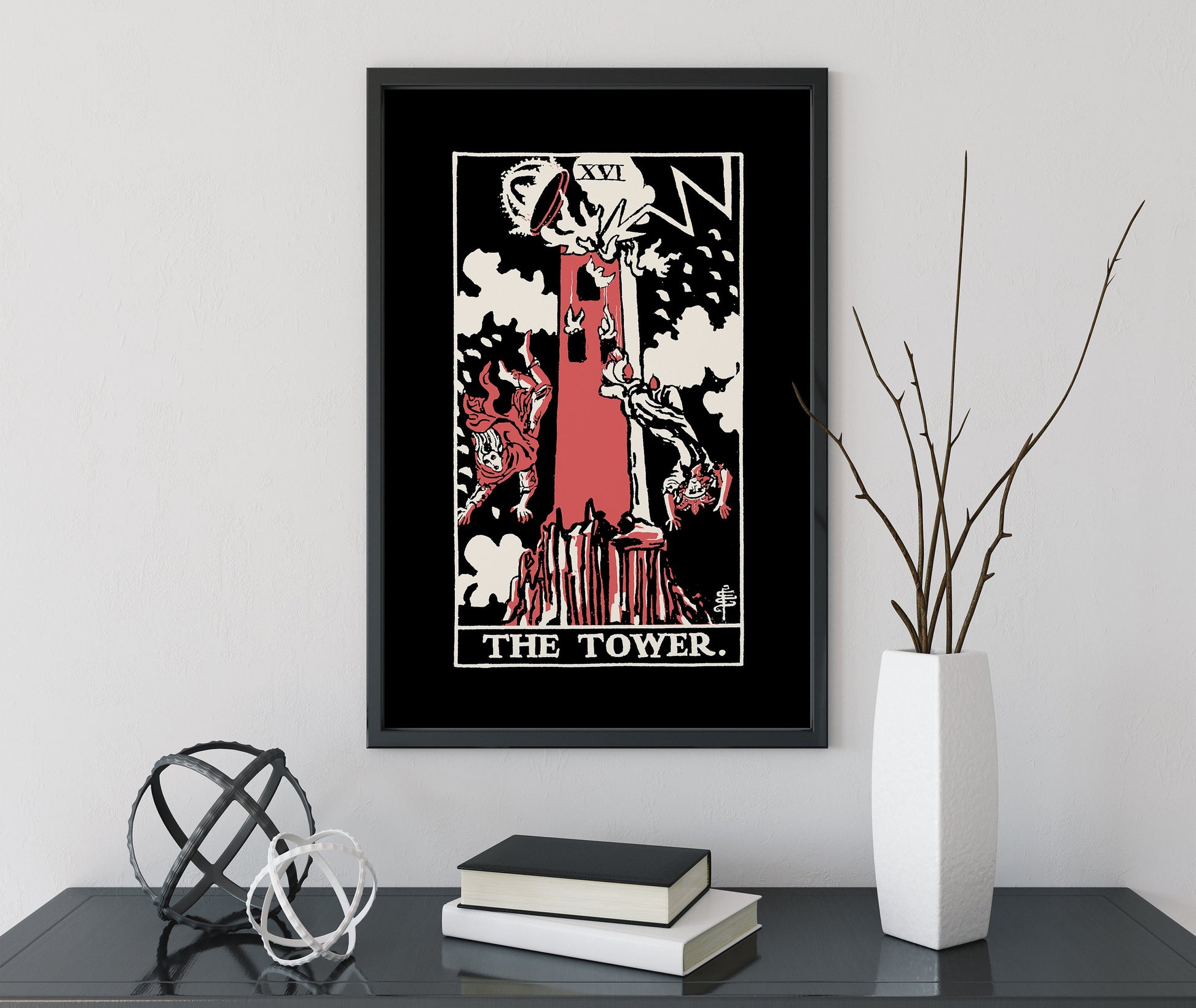 The Tower- Tarot Card Three Color Print - The Tower Card 3 Color Poster, No Frame
