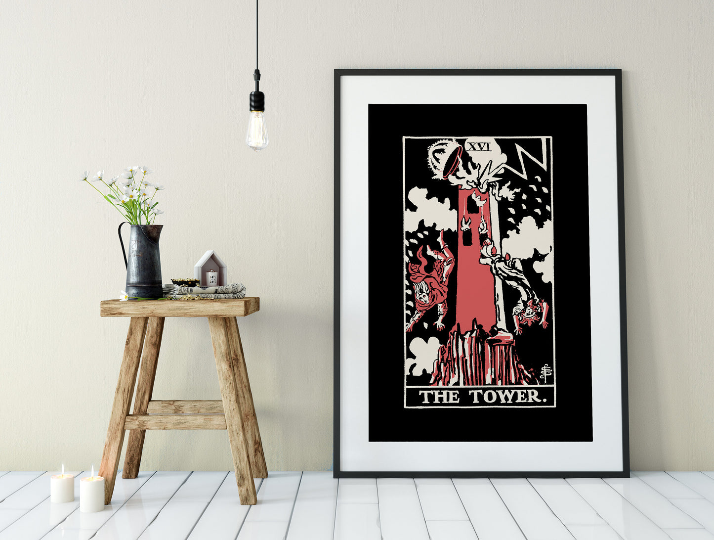 The Tower- Tarot Card Three Color Print - The Tower Card 3 Color Poster, No Frame
