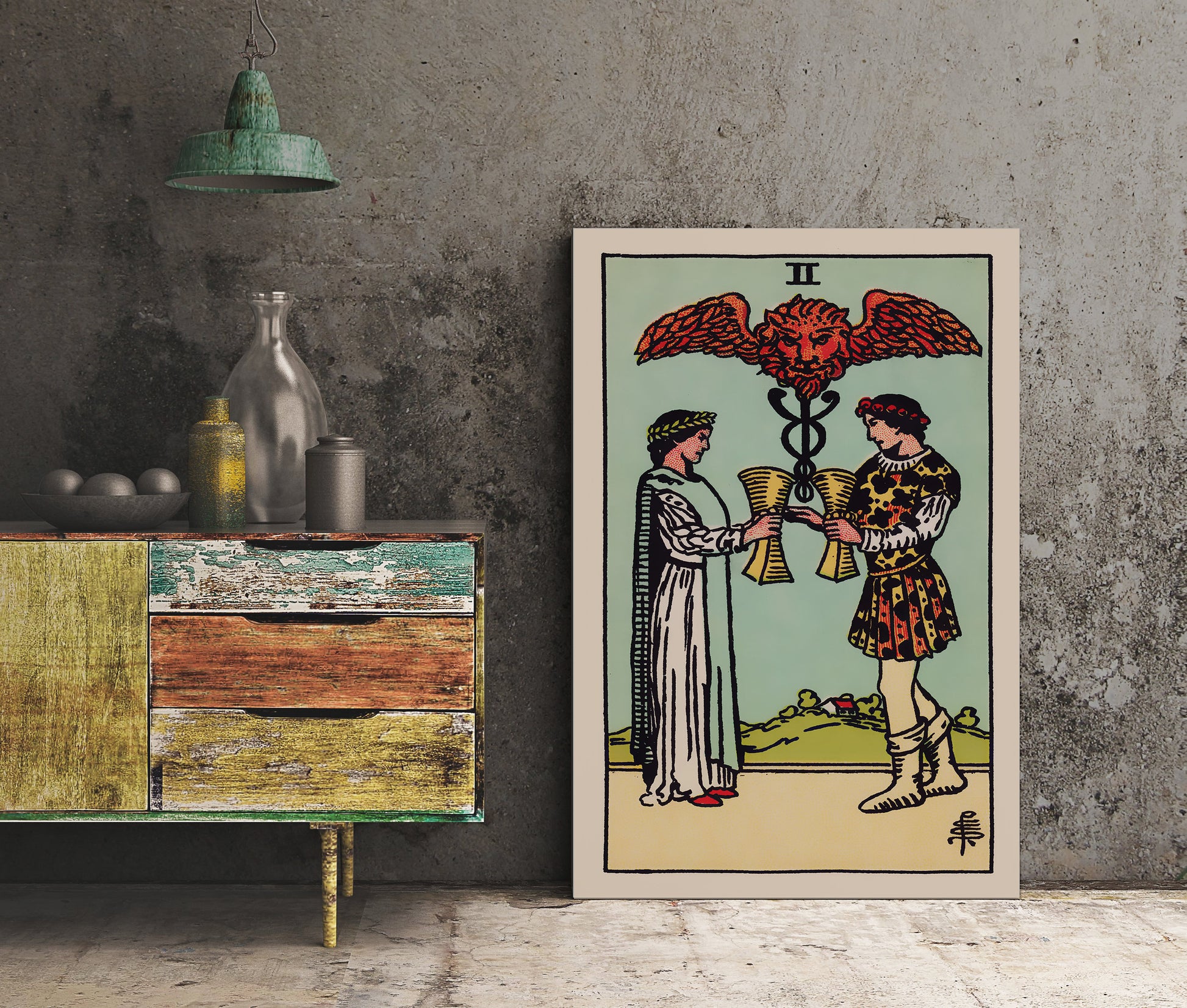 Two of Cups- Tarot Card Print - The 2 of Cups Card Poster, No Frame