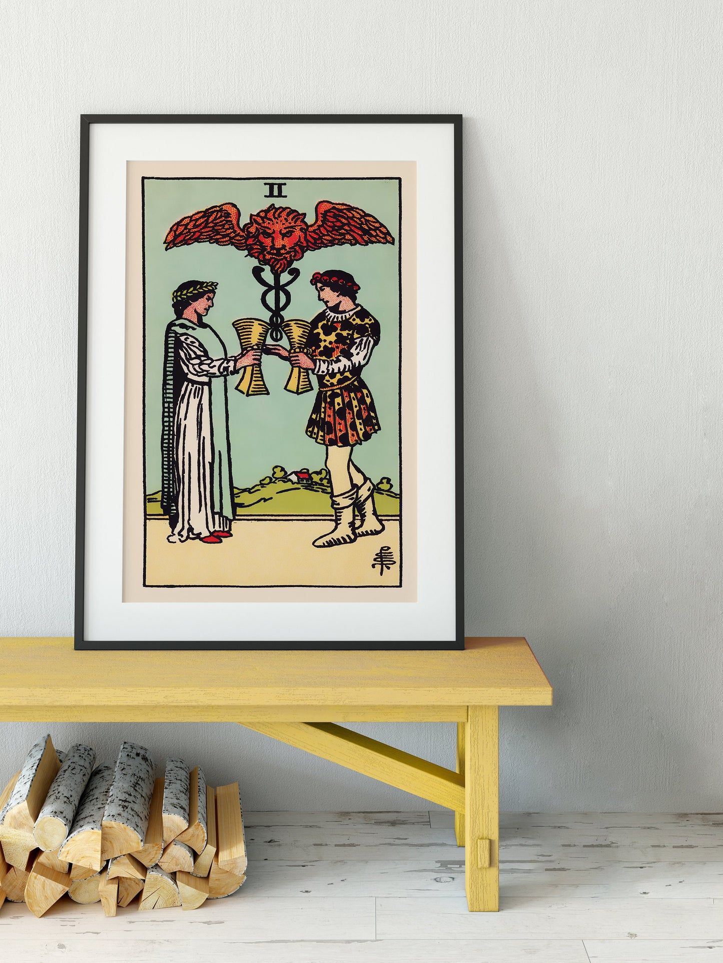 Two of Cups- Tarot Card Print - The 2 of Cups Card Poster, No Frame