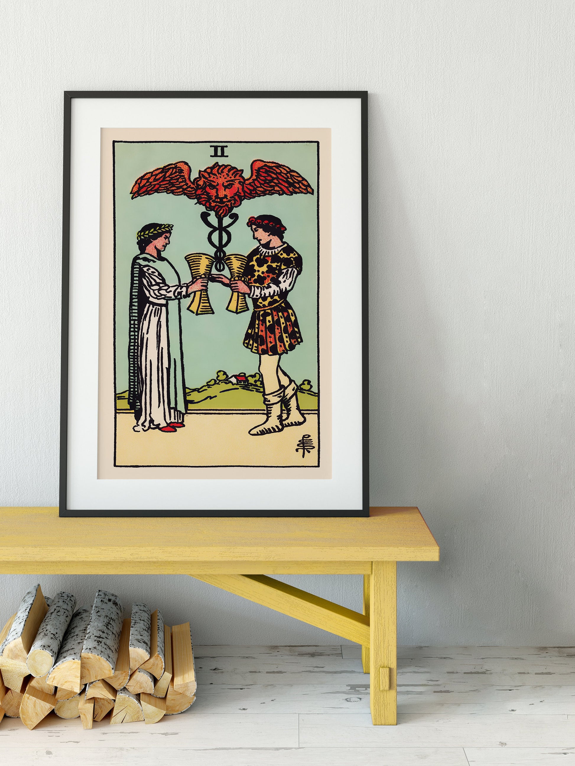 Two of Cups- Tarot Card Print - The 2 of Cups Card Poster, No Frame