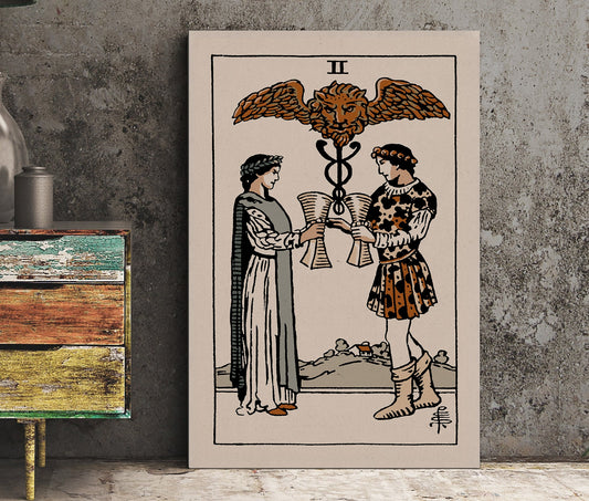 Two Of Cups- Tarot Card Print - The 2 Of Cups Card Natural Vibe Poster, No Frame