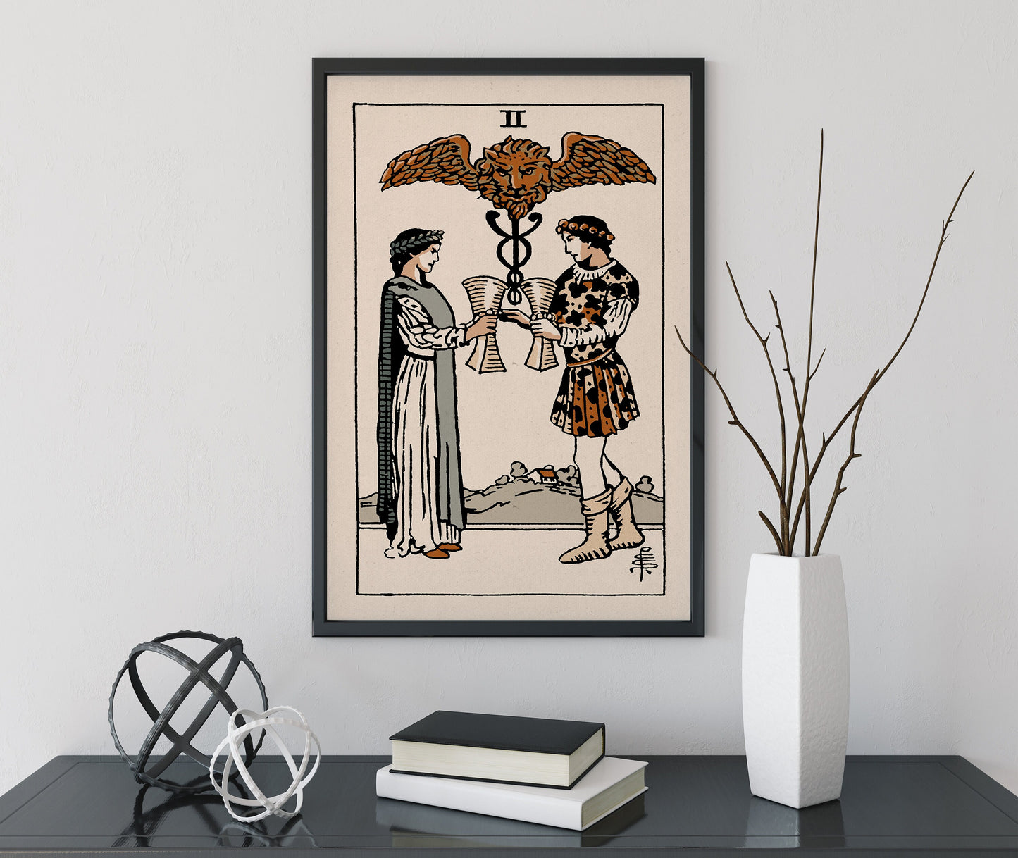 Two Of Cups- Tarot Card Print - The 2 Of Cups Card Natural Vibe Poster, No Frame