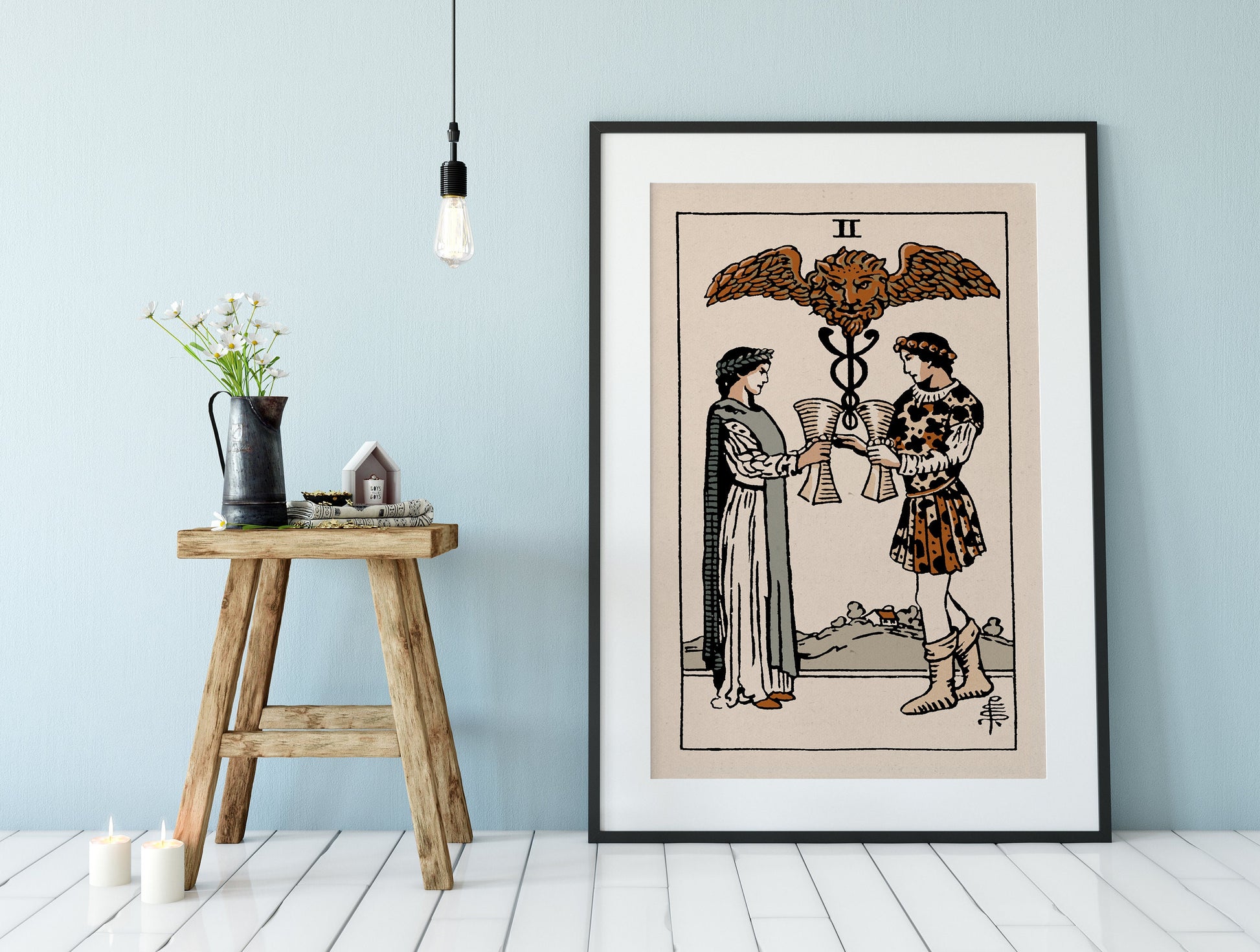 Two Of Cups- Tarot Card Print - The 2 Of Cups Card Natural Vibe Poster, No Frame