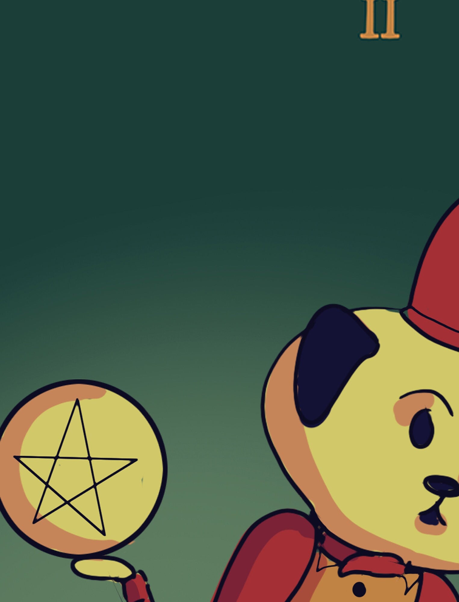 Two of Pentacles- Tarot Card Print - from the Green Menagerie Tarot Coming to Kickstarter Soon - The Two of Pentacles Card Poster, No Frame