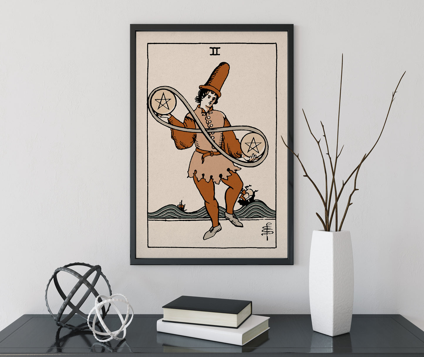 Two Of Pentacles- Tarot Card Print - The 2 Of Pentacles Card Natural Vibe Poster, No Frame