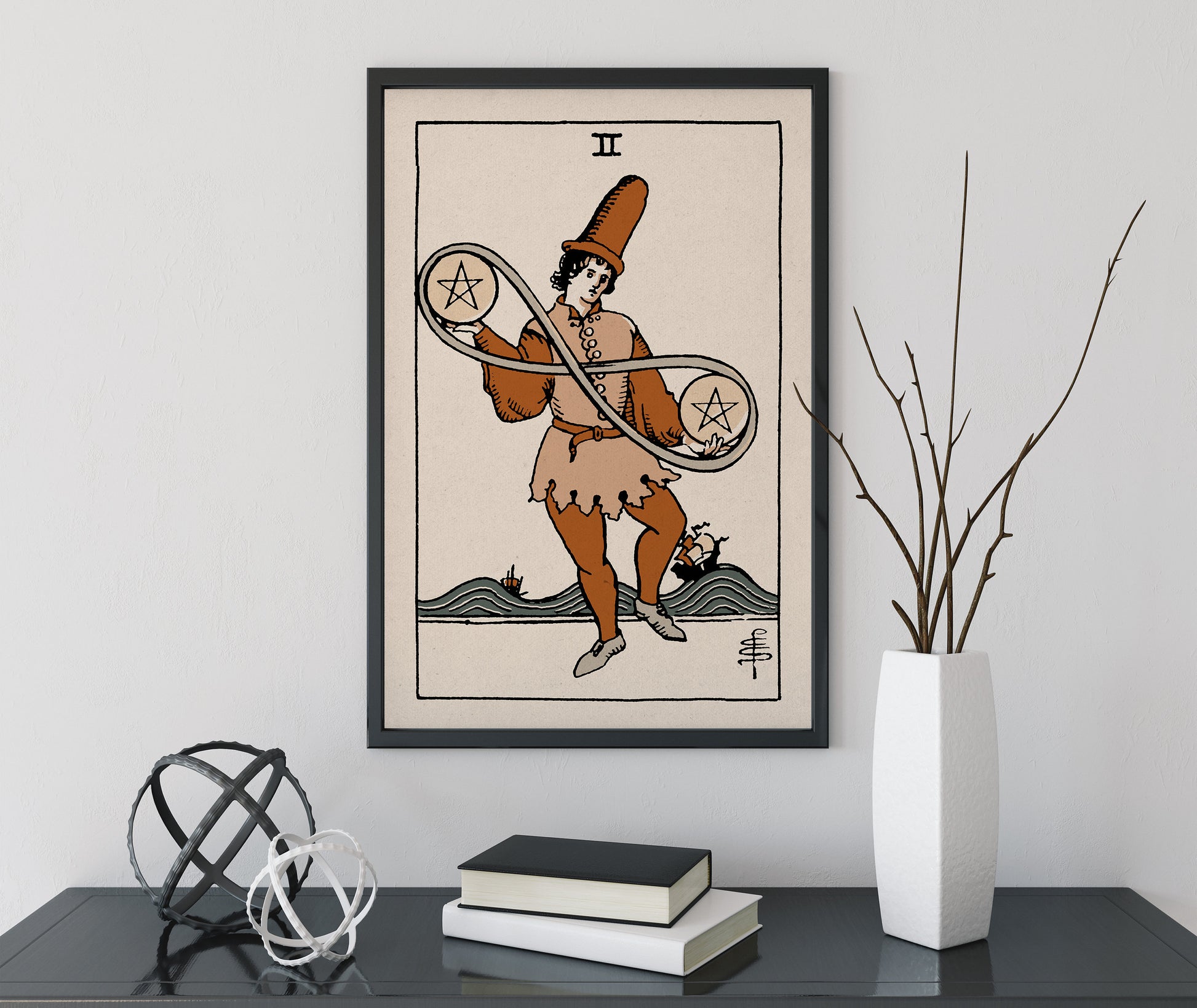 Two Of Pentacles- Tarot Card Print - The 2 Of Pentacles Card Natural Vibe Poster, No Frame
