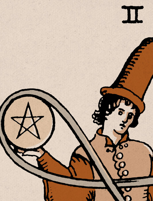 Two Of Pentacles Tarot Card Print Natural Vibe Poster No Frame Wall Art For Mystic Home Decor by My Store